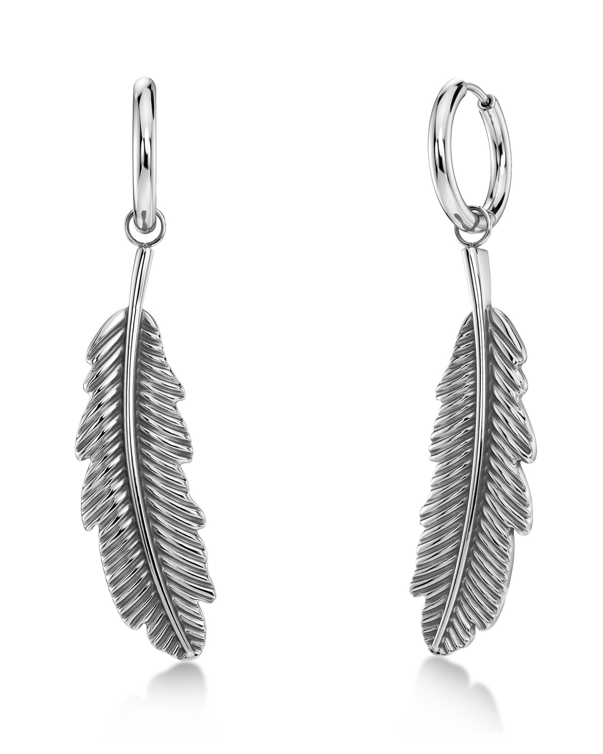 Feather Hoops L Silver