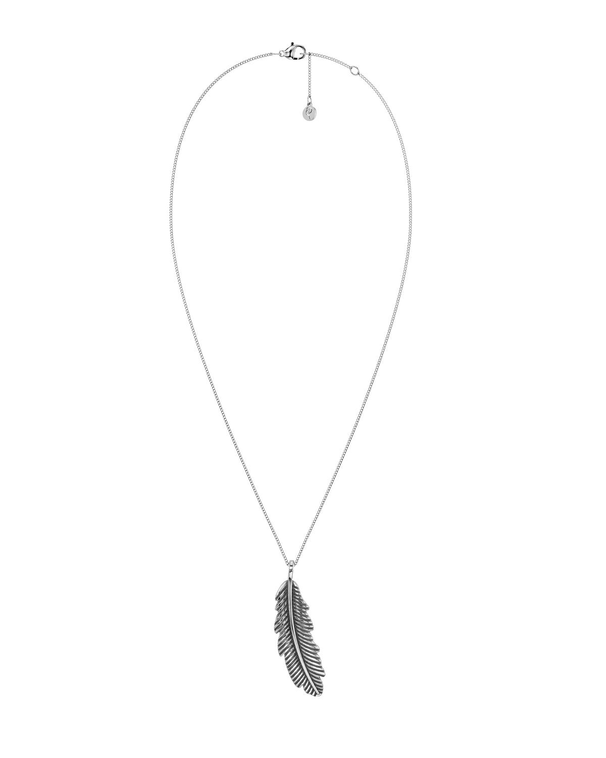 Feather Necklace L Silver