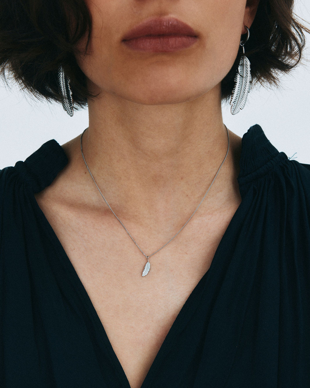 Feather Necklace S Silver