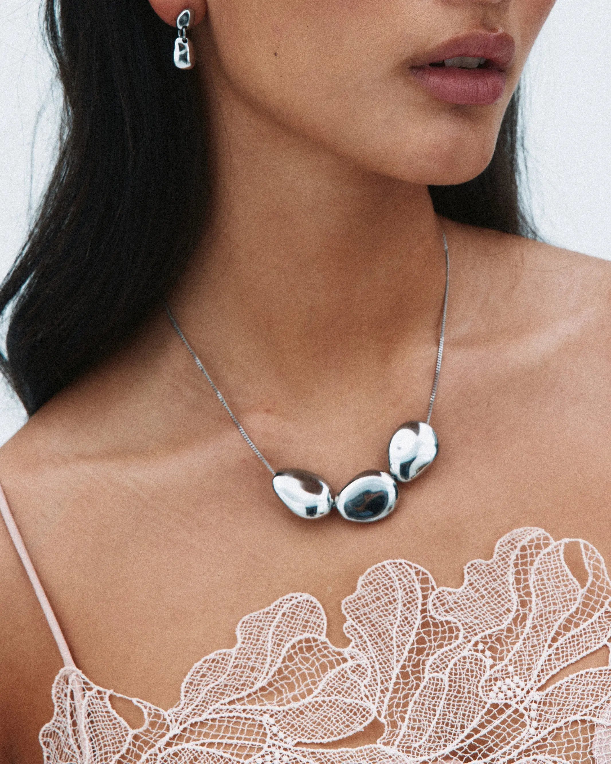 Leora Necklace Multi L Silver EdbladNZ