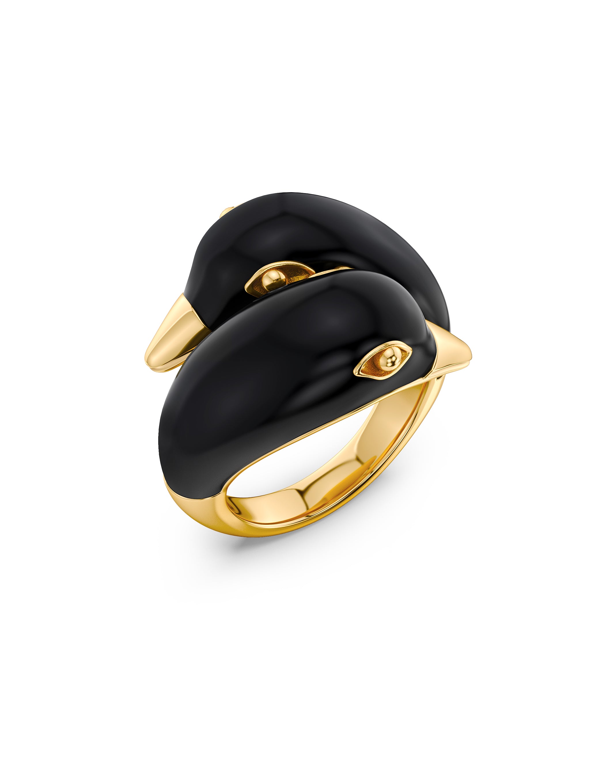 Lovebirds Ring Black Gold