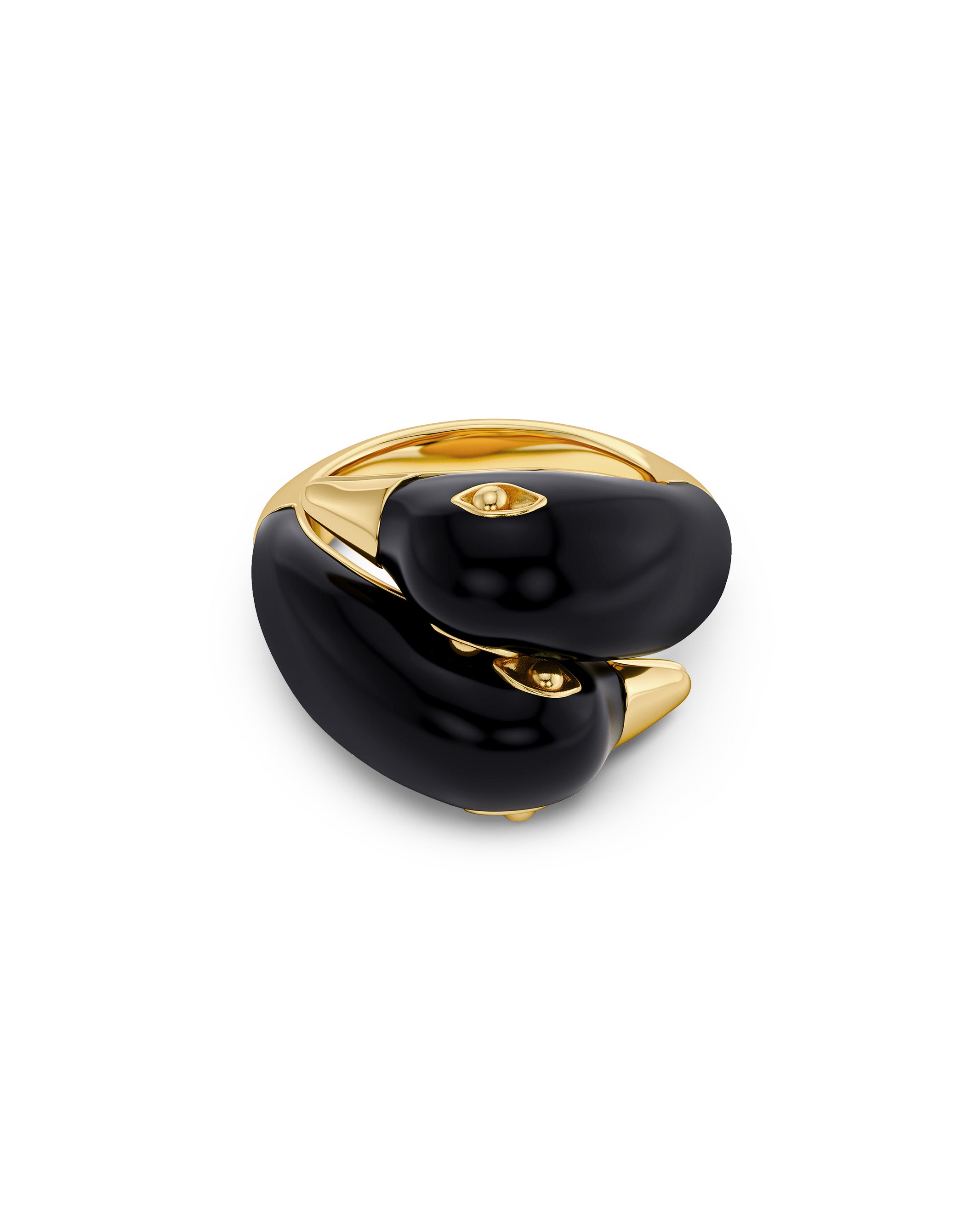 Lovebirds Ring Black Gold