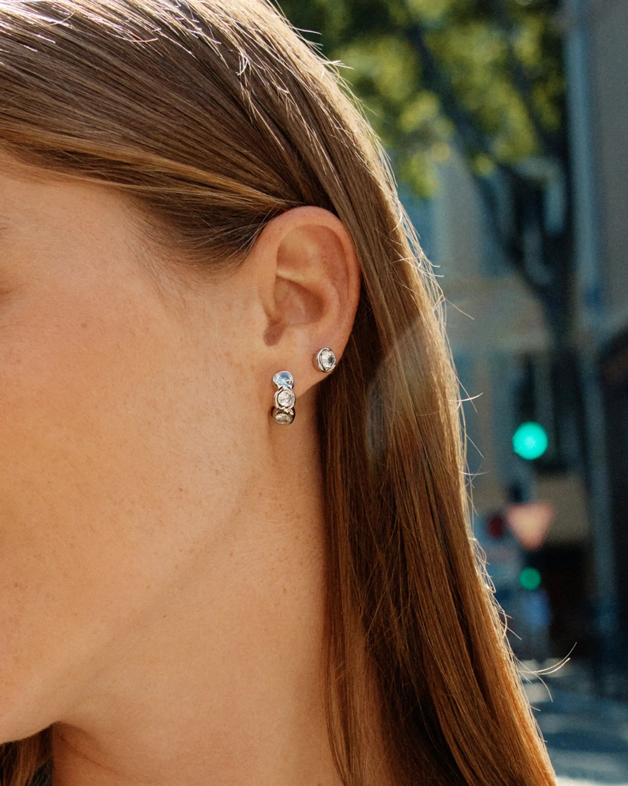 Ocean Gem Hoops Silver EdbladNZ