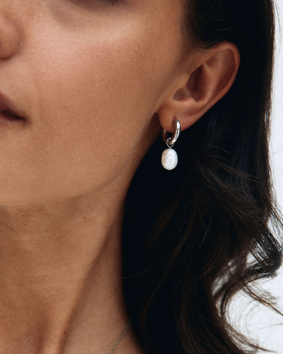 Perla Hoops L Silver