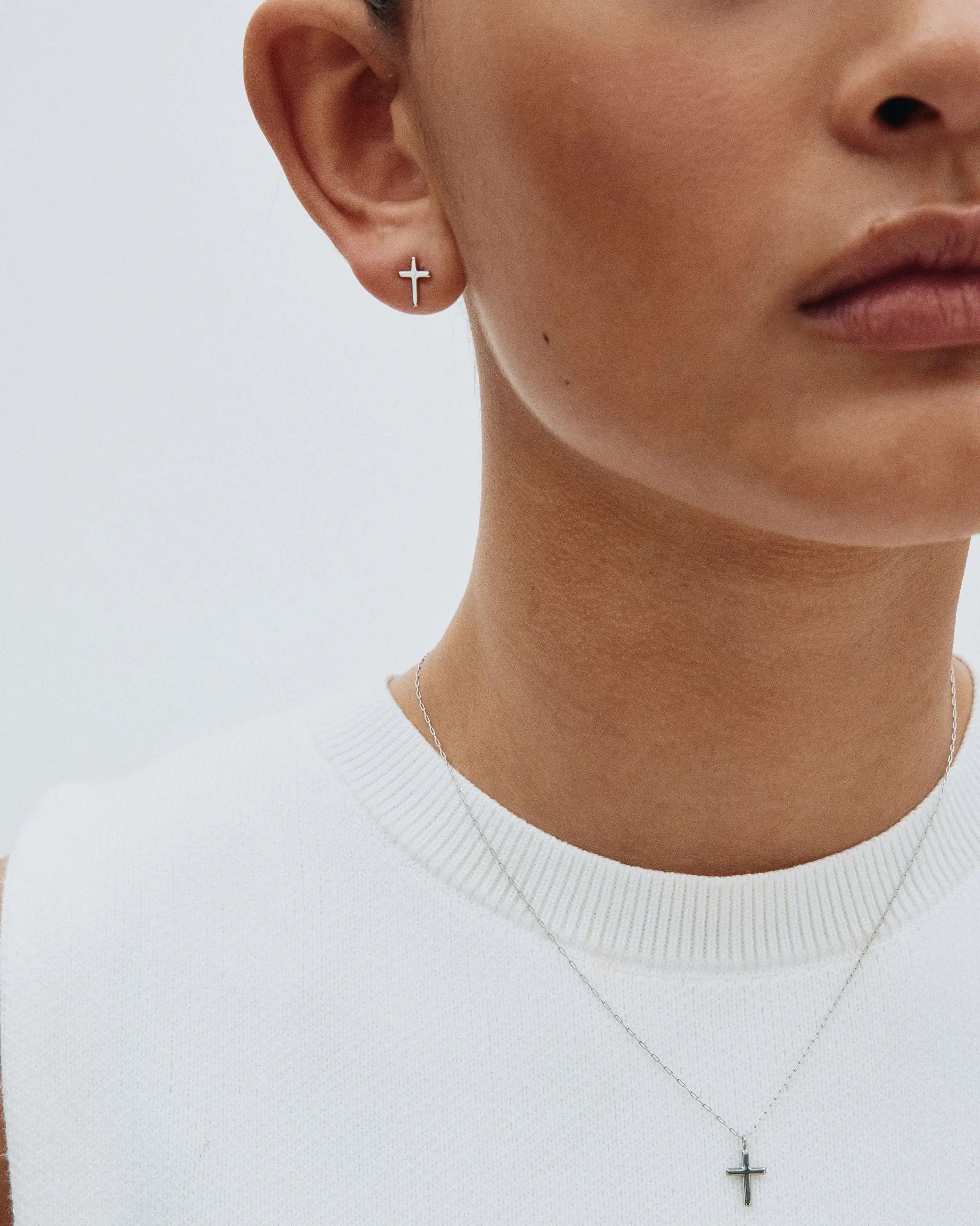 Spirit Cross Studs Silver Edblad