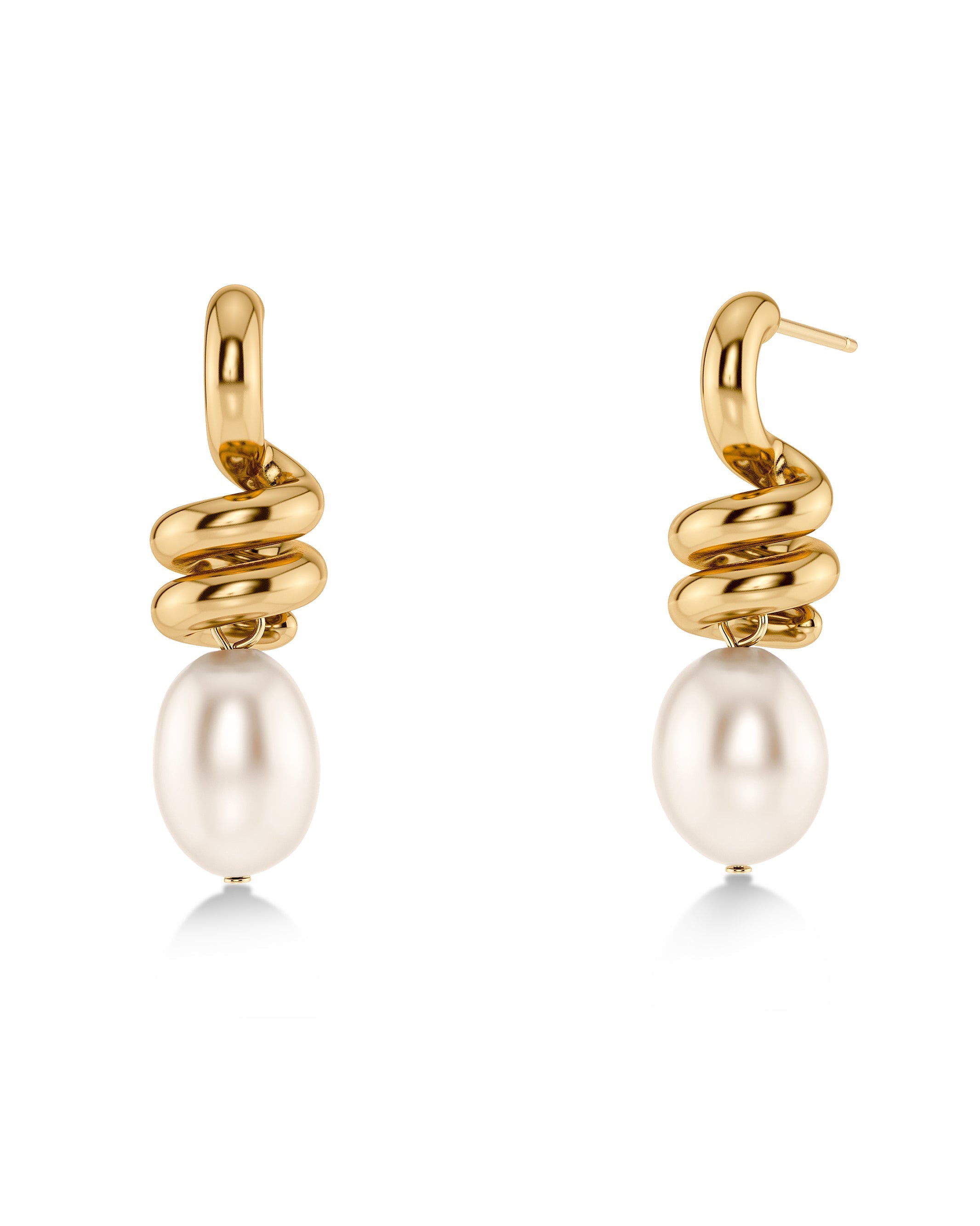 Swivel Earrings Pearl L Gold Edblad NZ