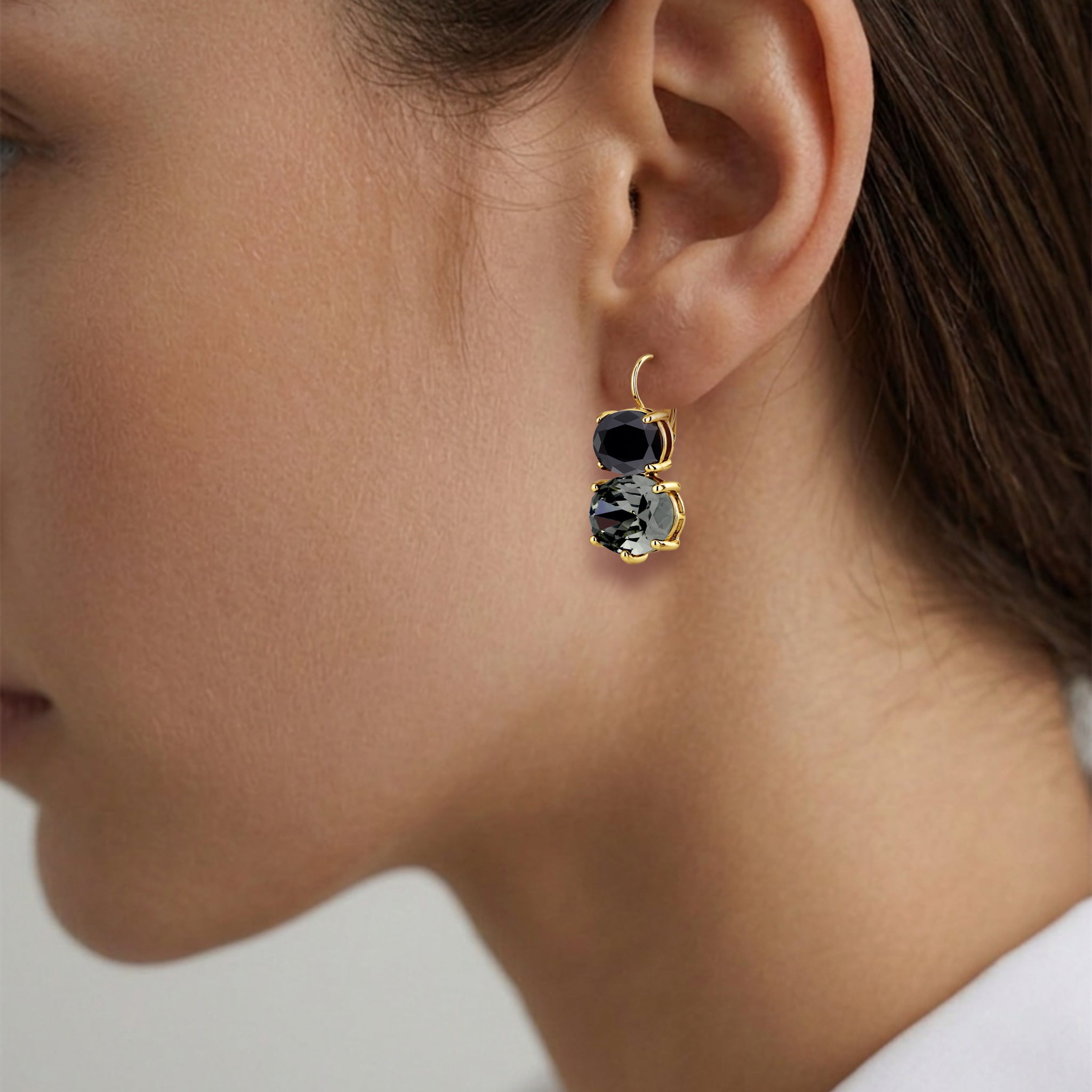 Globule Gold French Hook Earrings – Black / Grey Mix