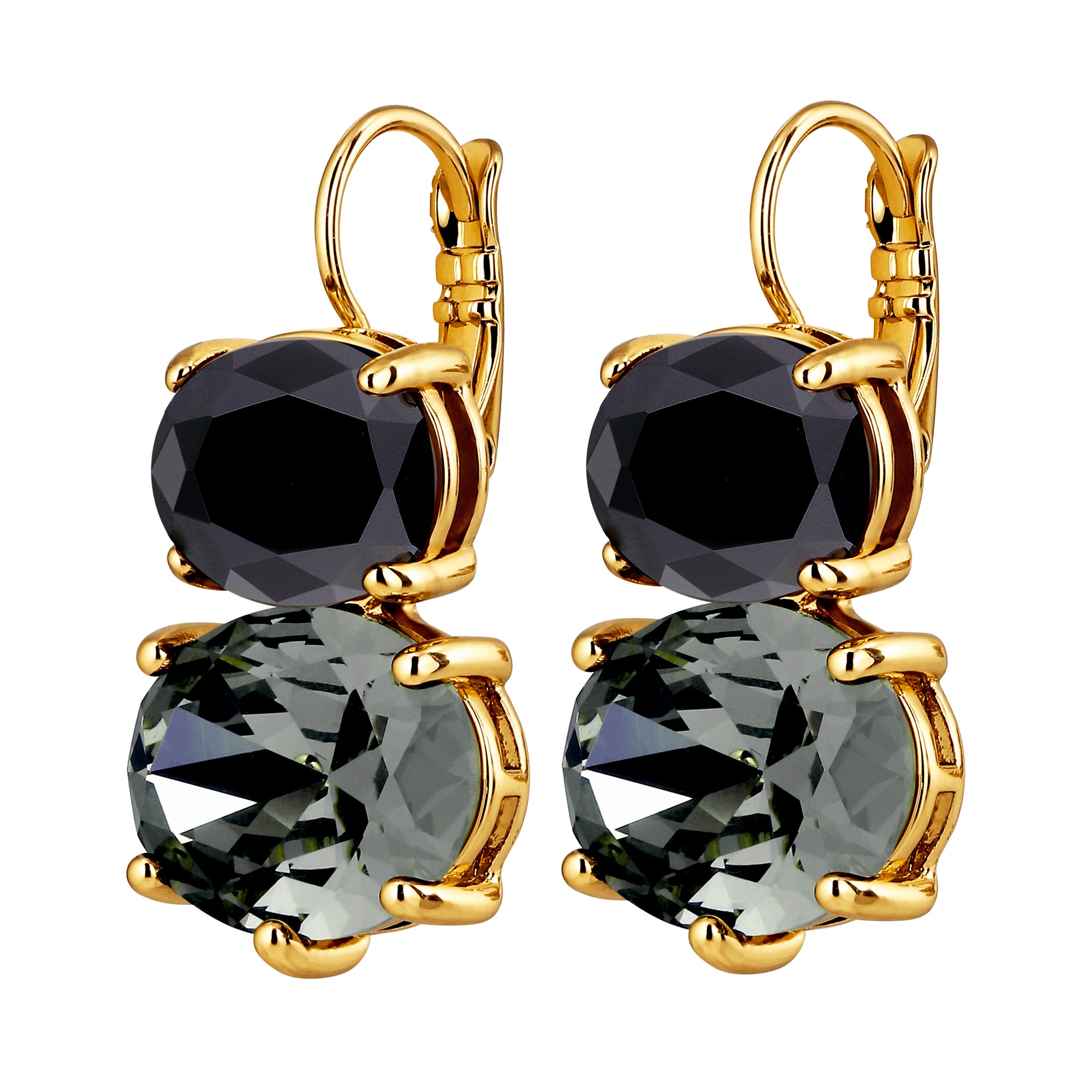 Globule Gold French Hook Earrings – Black / Grey Mix