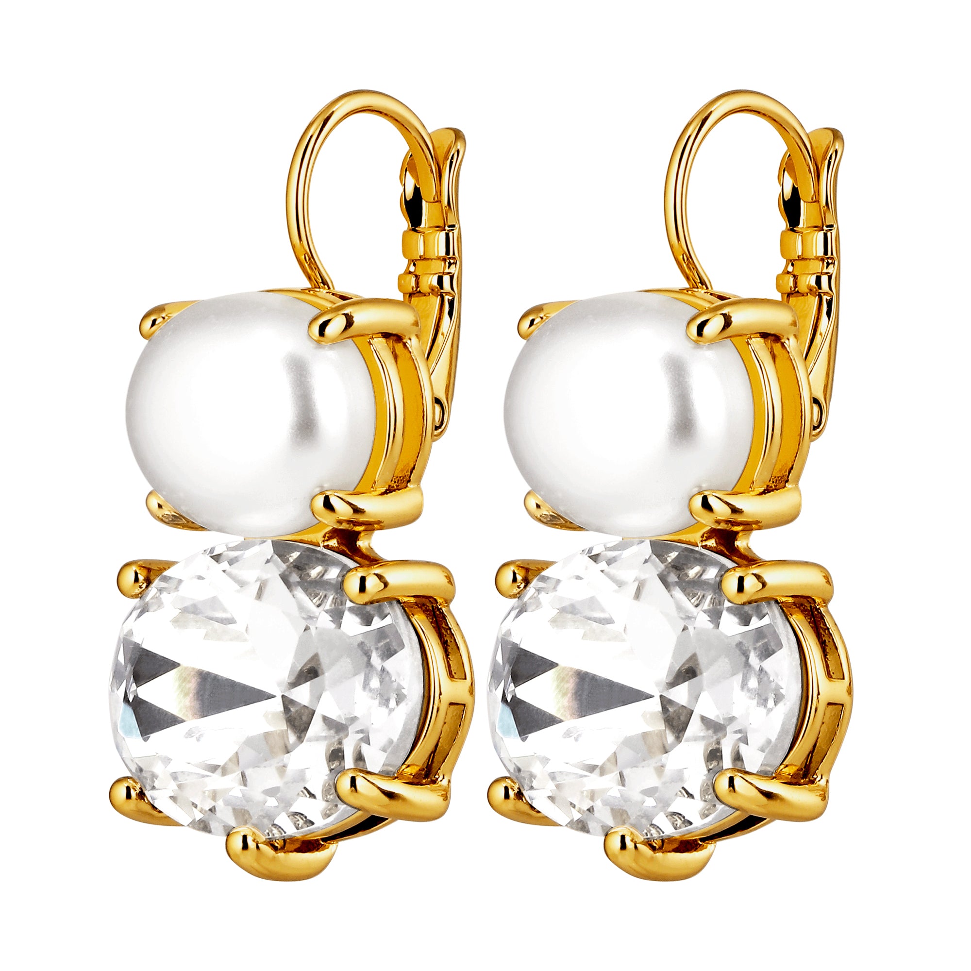 Globule Gold French Hook Earrings – Crystal / Pearl