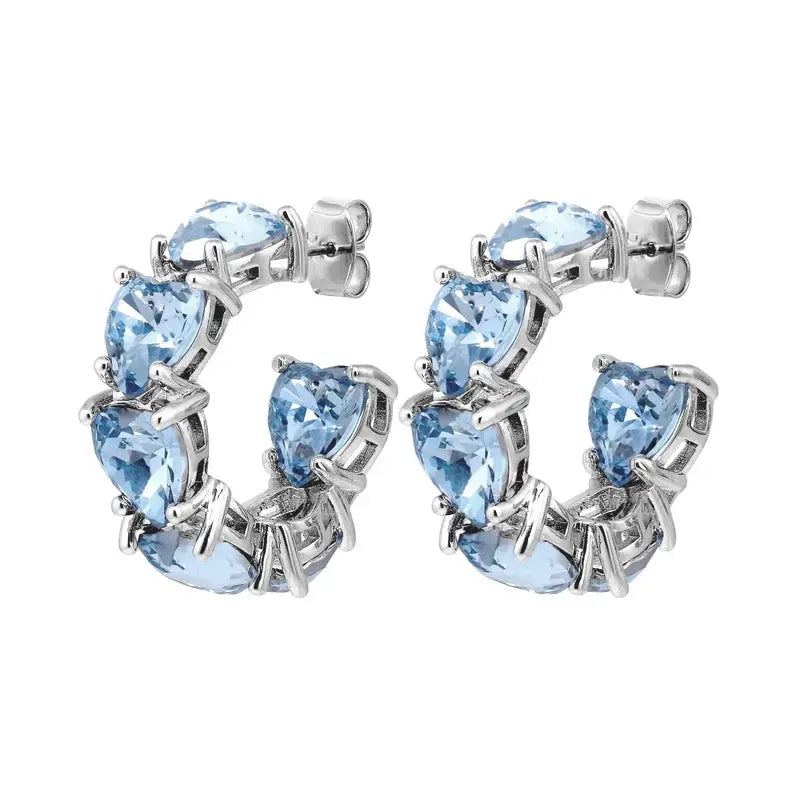 Hardy Shiny Silver Earrings, Light Blue Dyrberg/Kern NZ