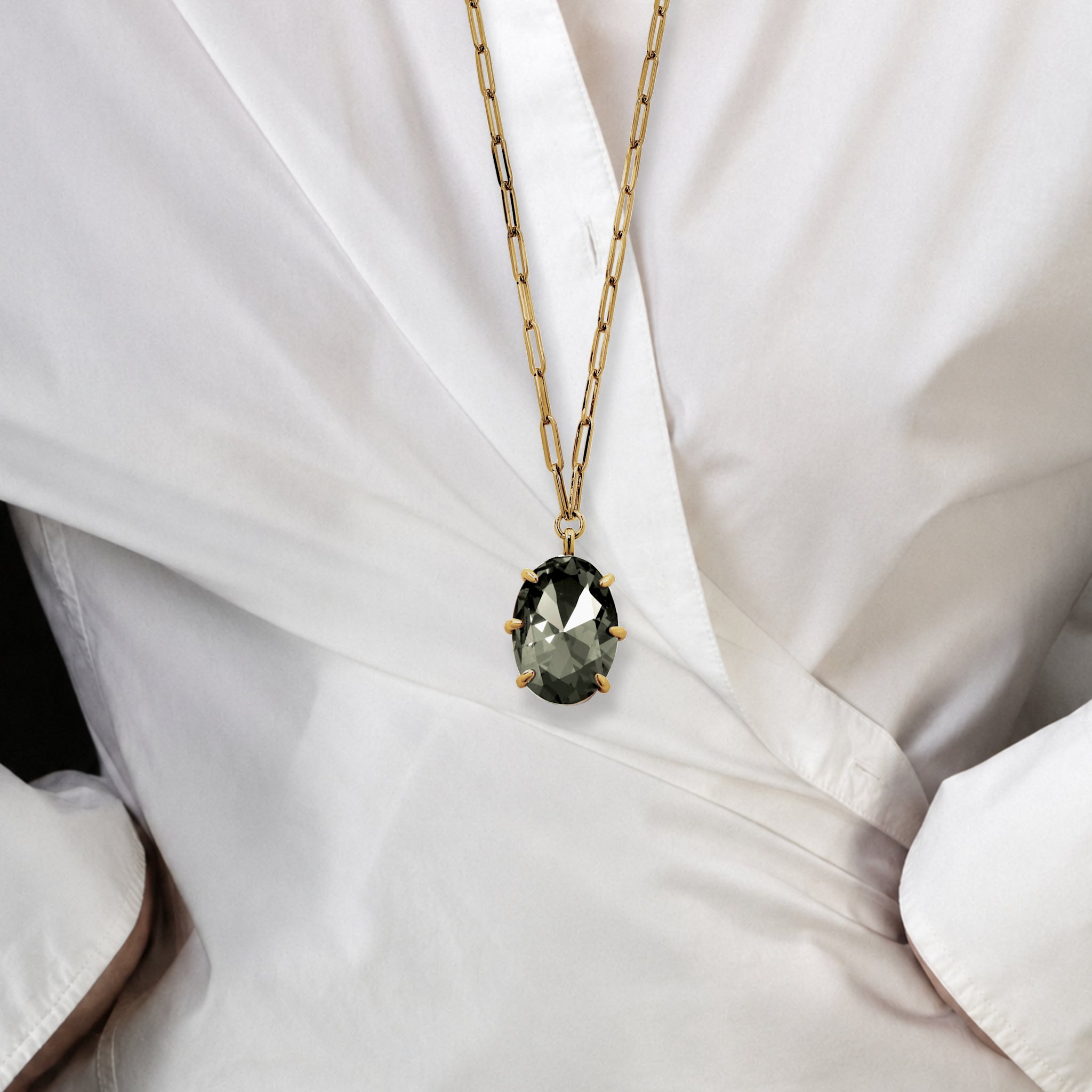 Kally Gold Necklace – Grey