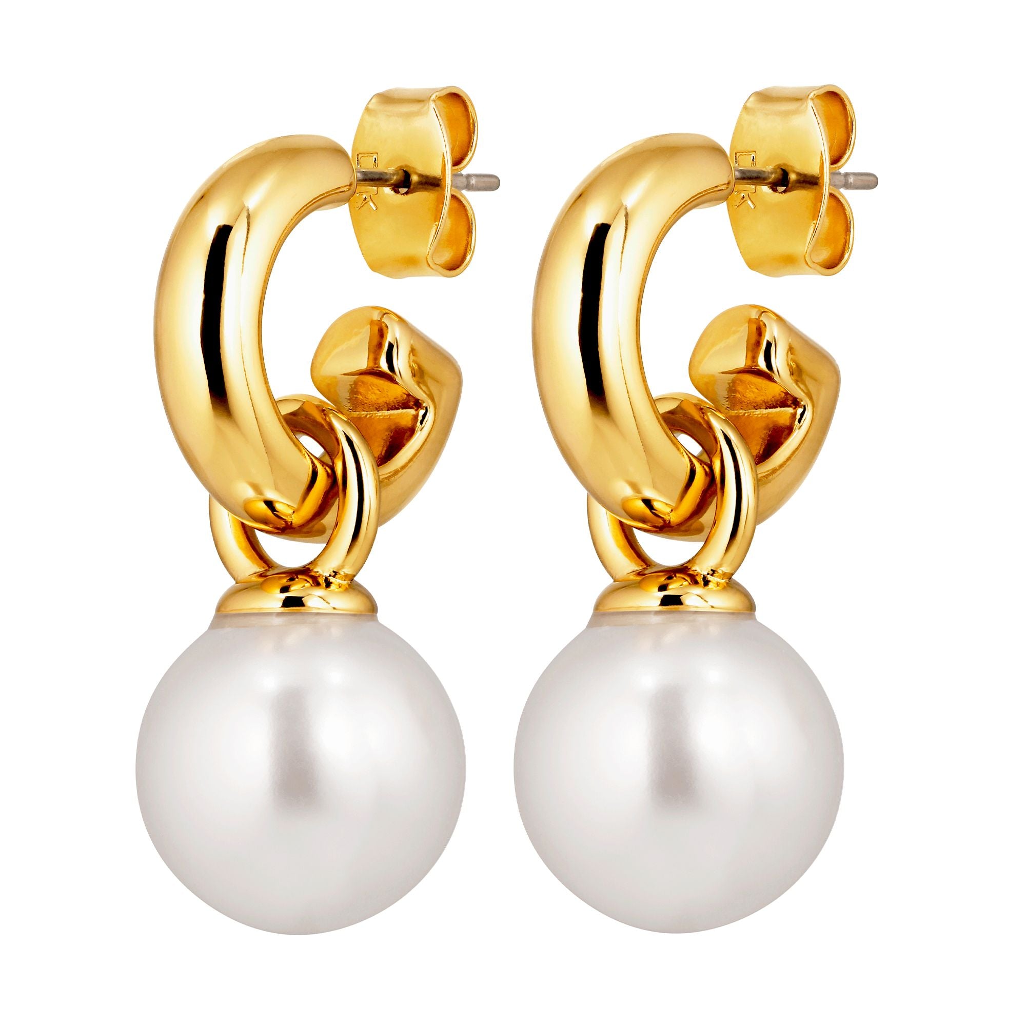 Lona Gold Stud Earrings – White Pearl