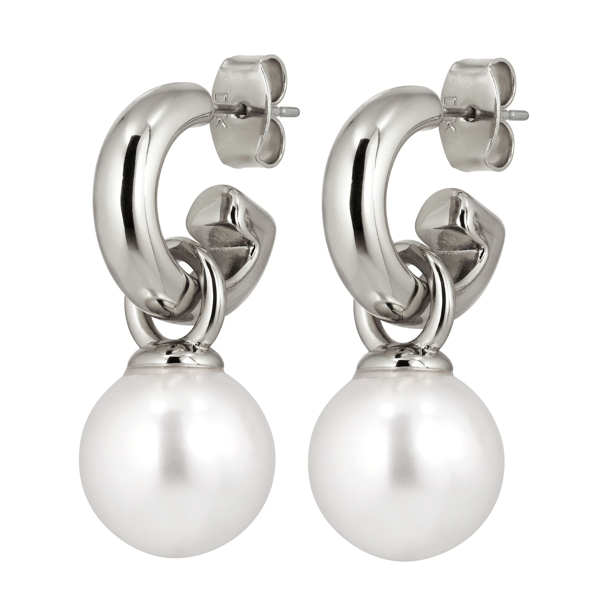 Lona Silver Stud Earrings – White Pearl