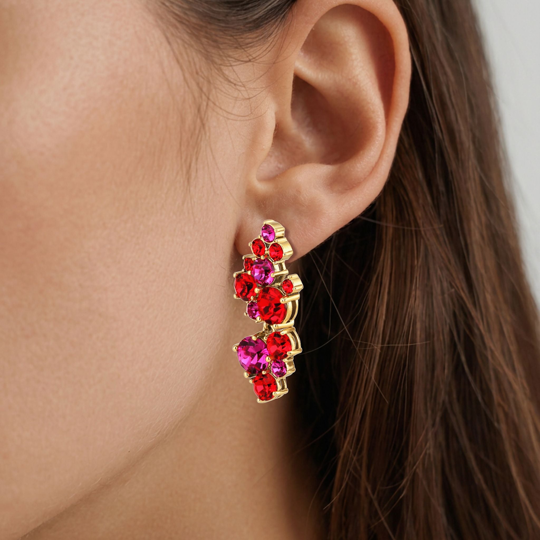 Marigold Gold Statement Earrings – Red Mix
