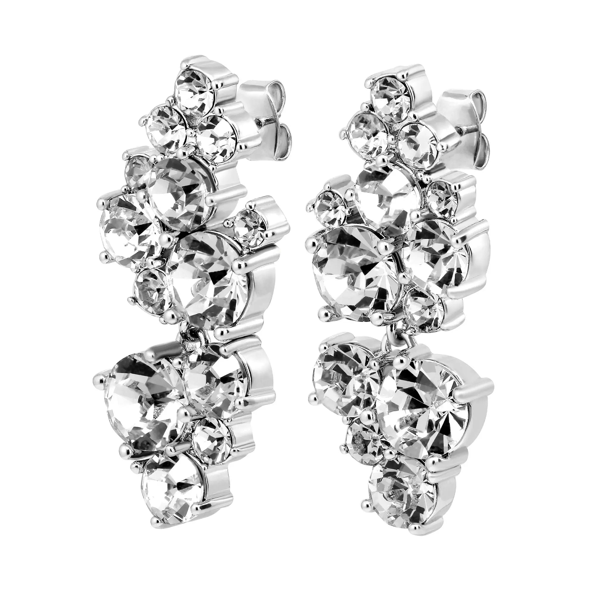 Large statement earrings with multiple cut crystals