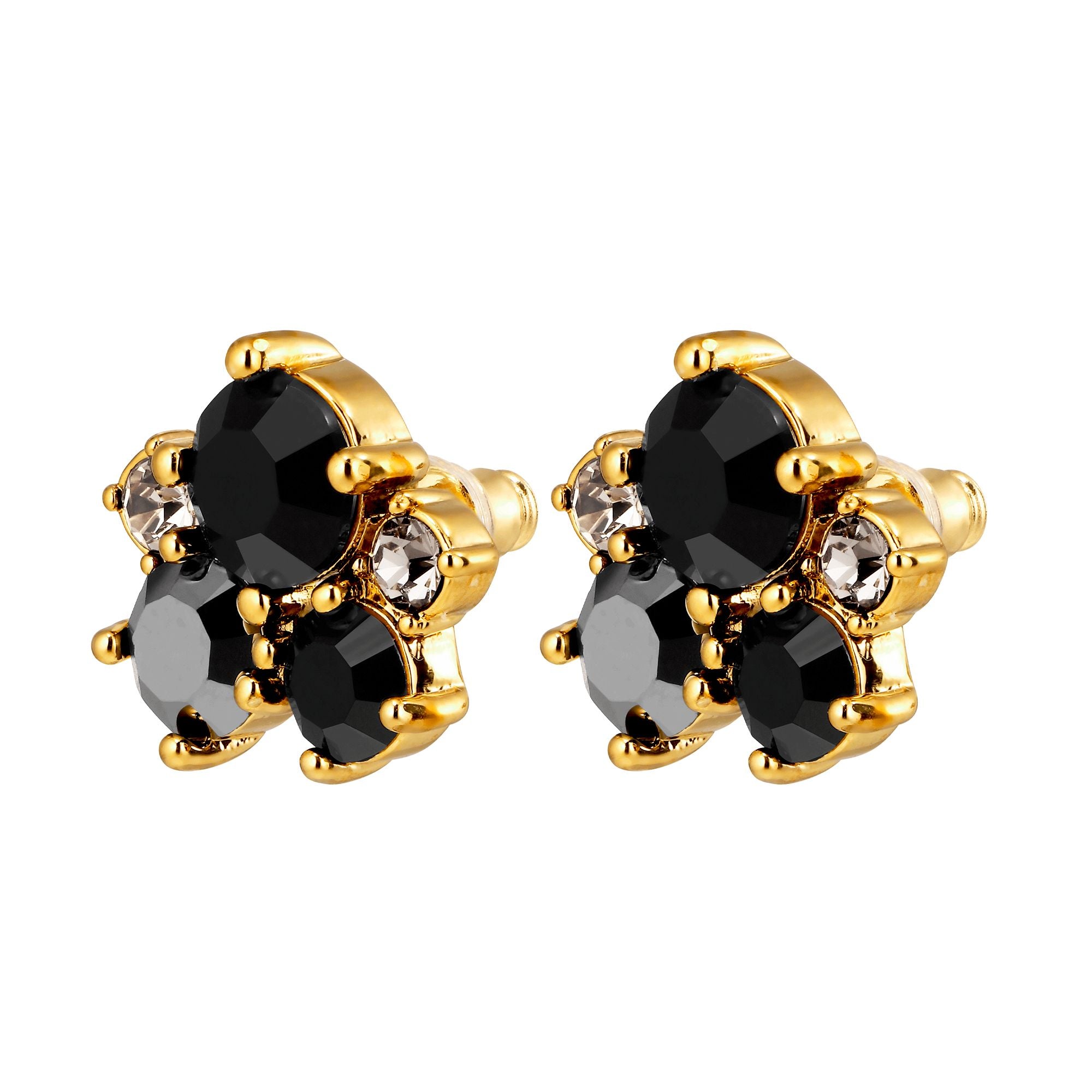 Minnie Gold Stud Earrings – Black Mix