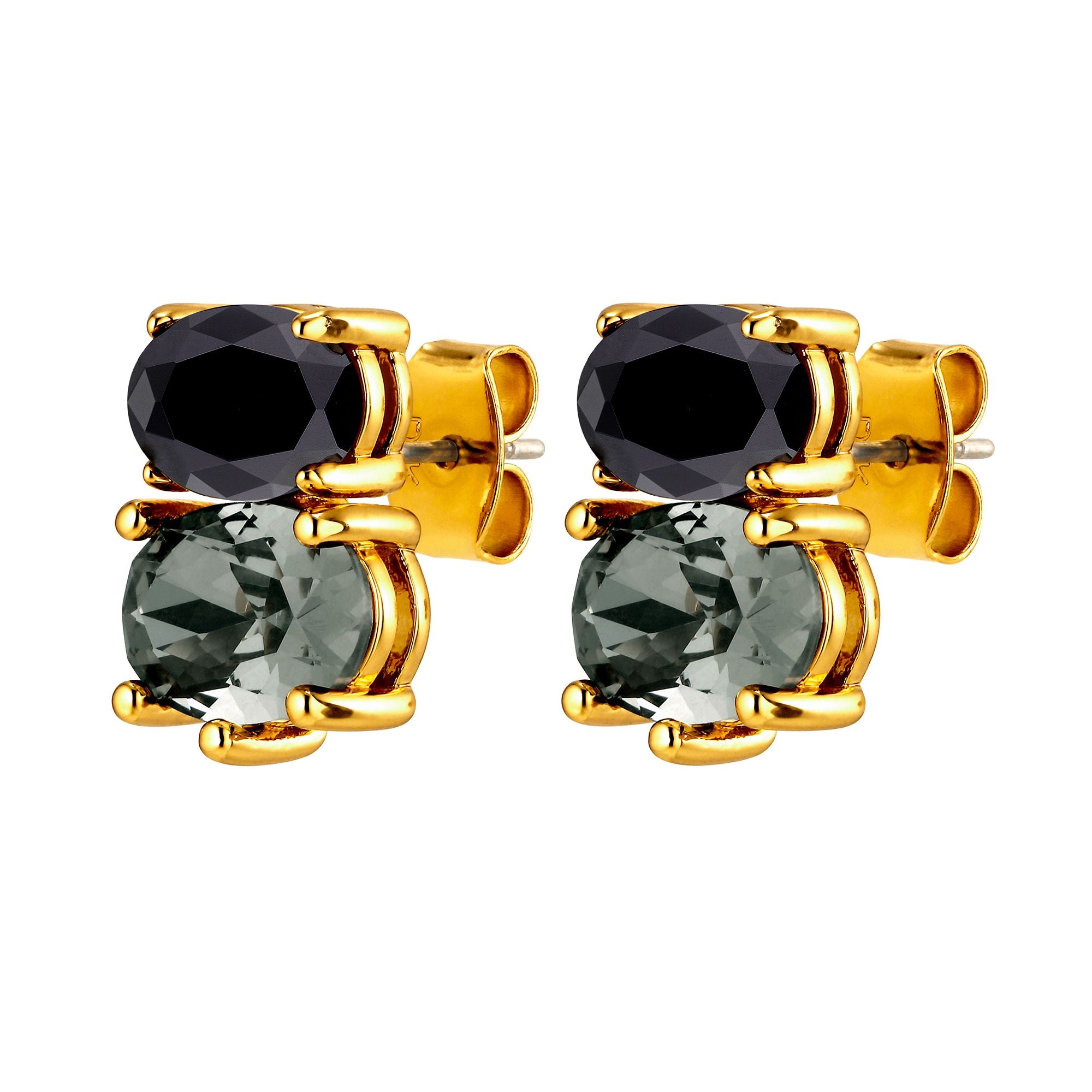 Nerida Gold Stud Earrings – Black / Grey