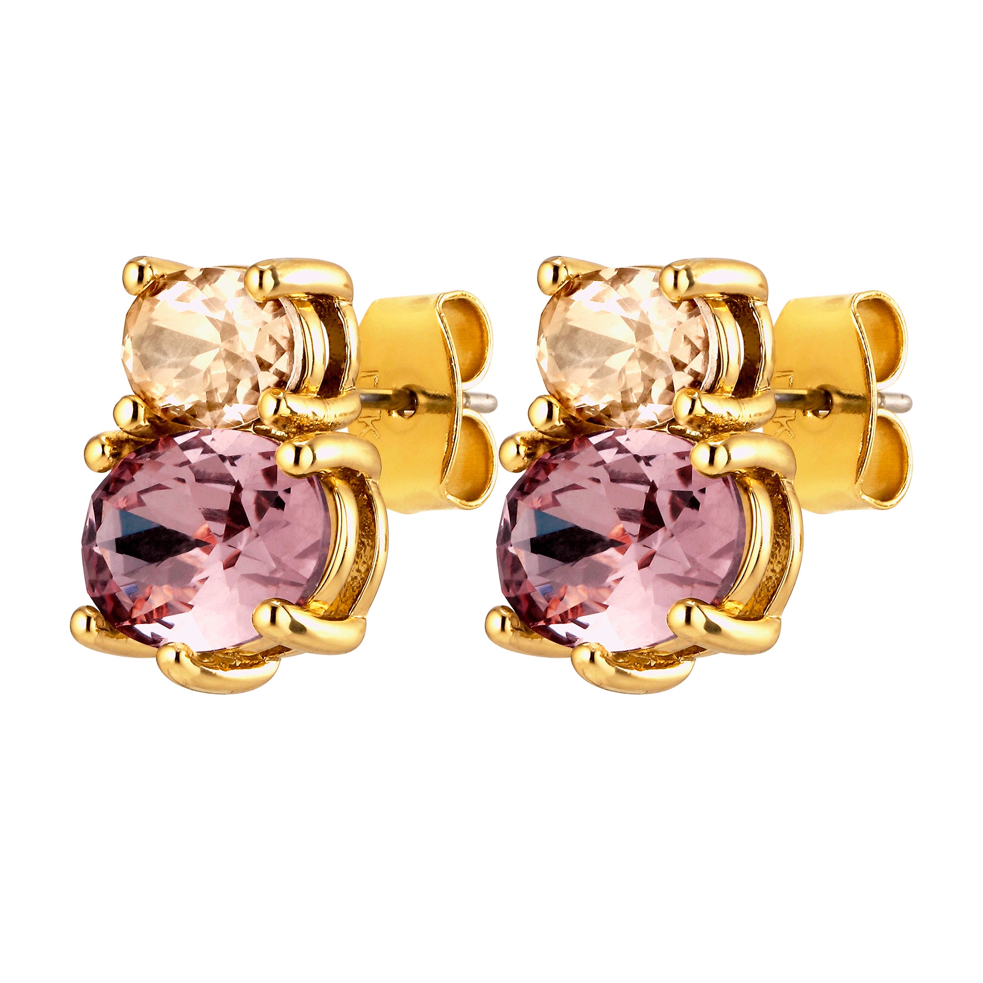Nerida Gold Stud Earrings – Rose / Sand