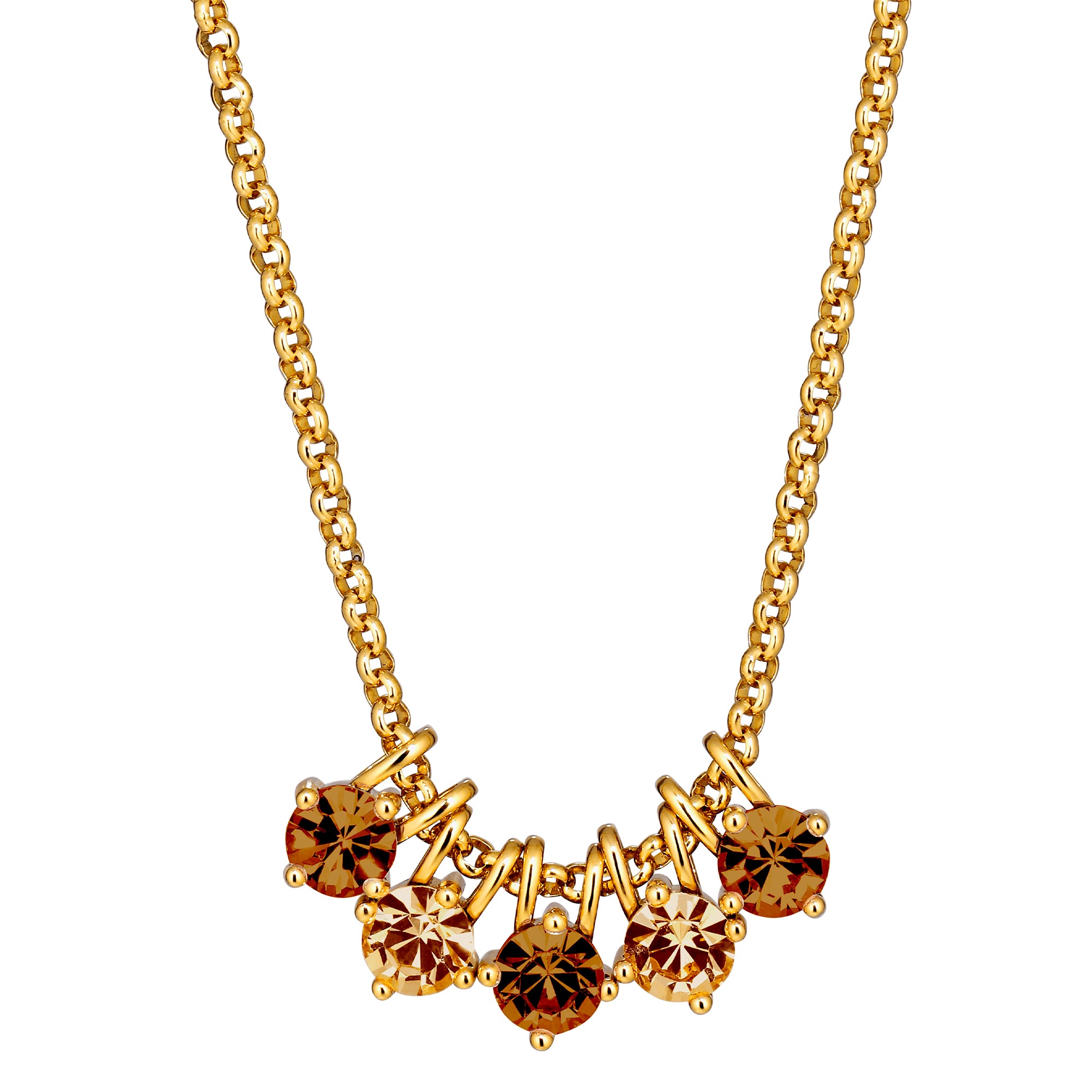 Phila Gold Pendant Necklace – Brown Mix