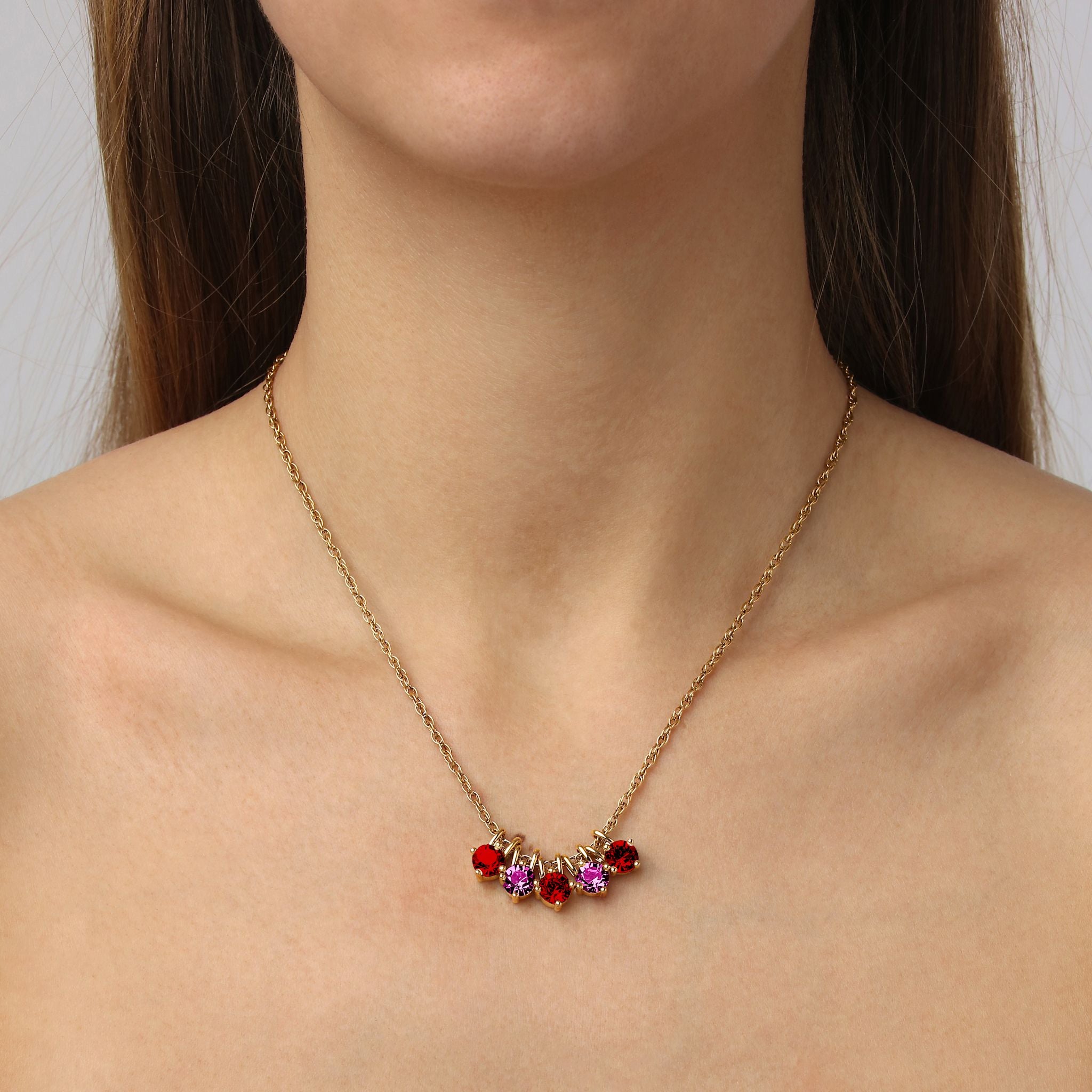 Phila Gold Pendant Necklace – Red Mix