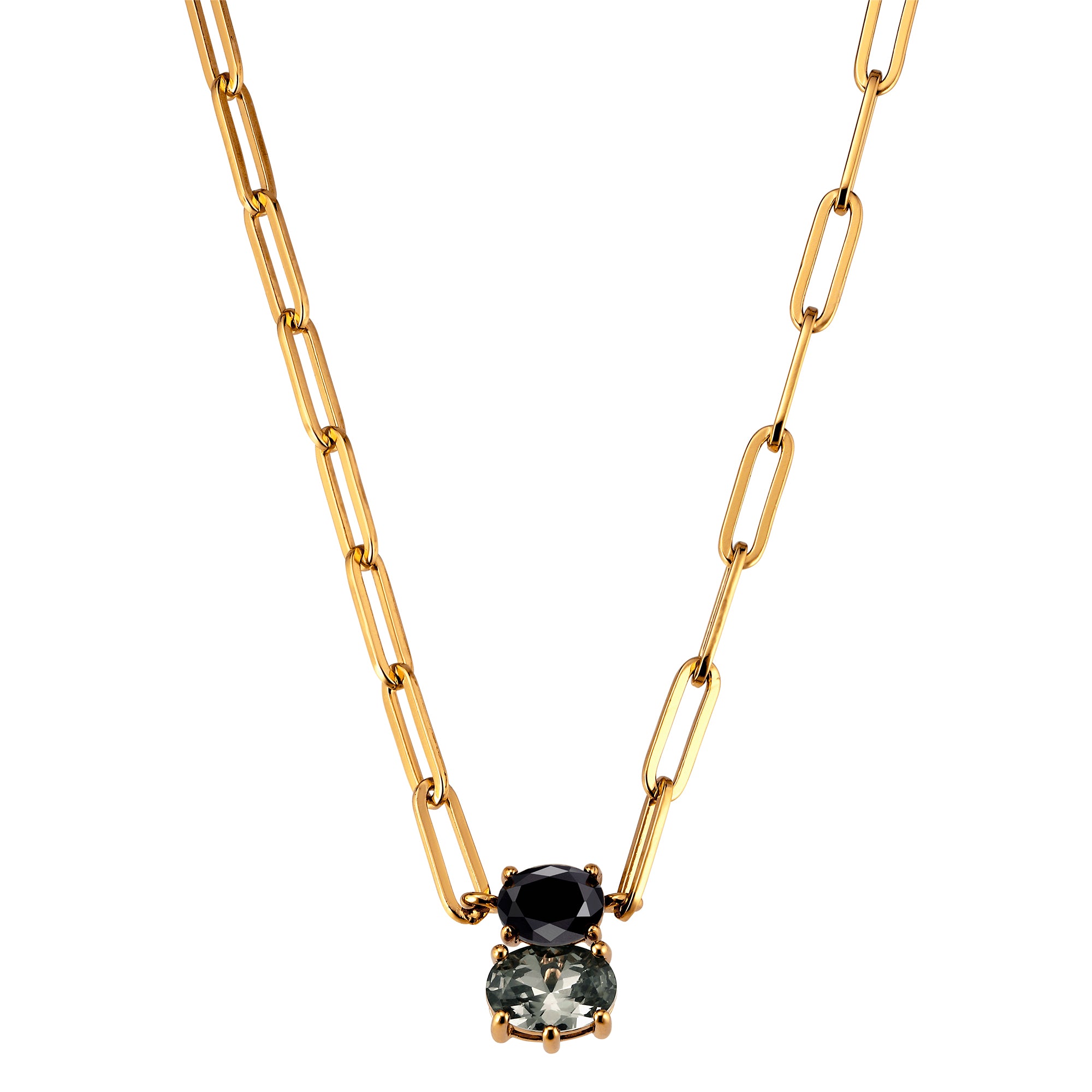 Serafine Gold Necklace – Black / Grey