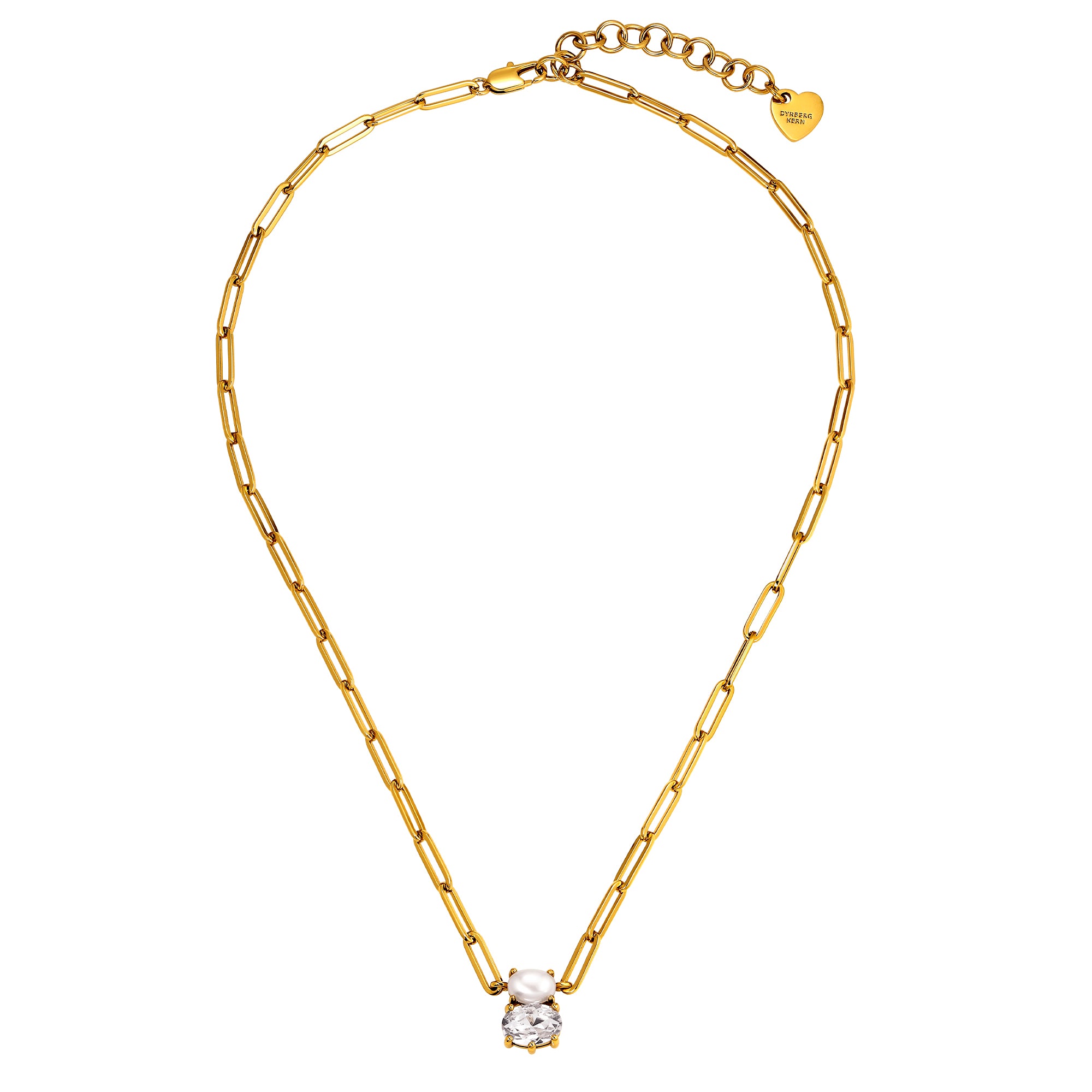 Serafine Gold Necklace – Crystal / White Pearl