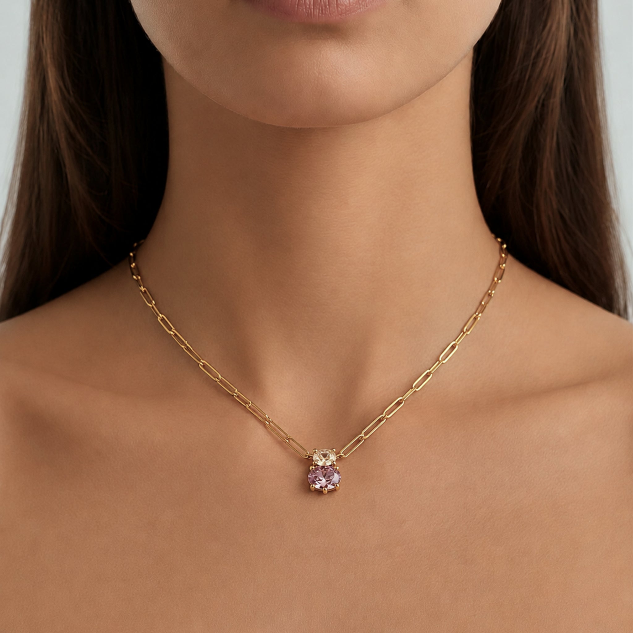 Serafine Gold Necklace – Rose / Sand