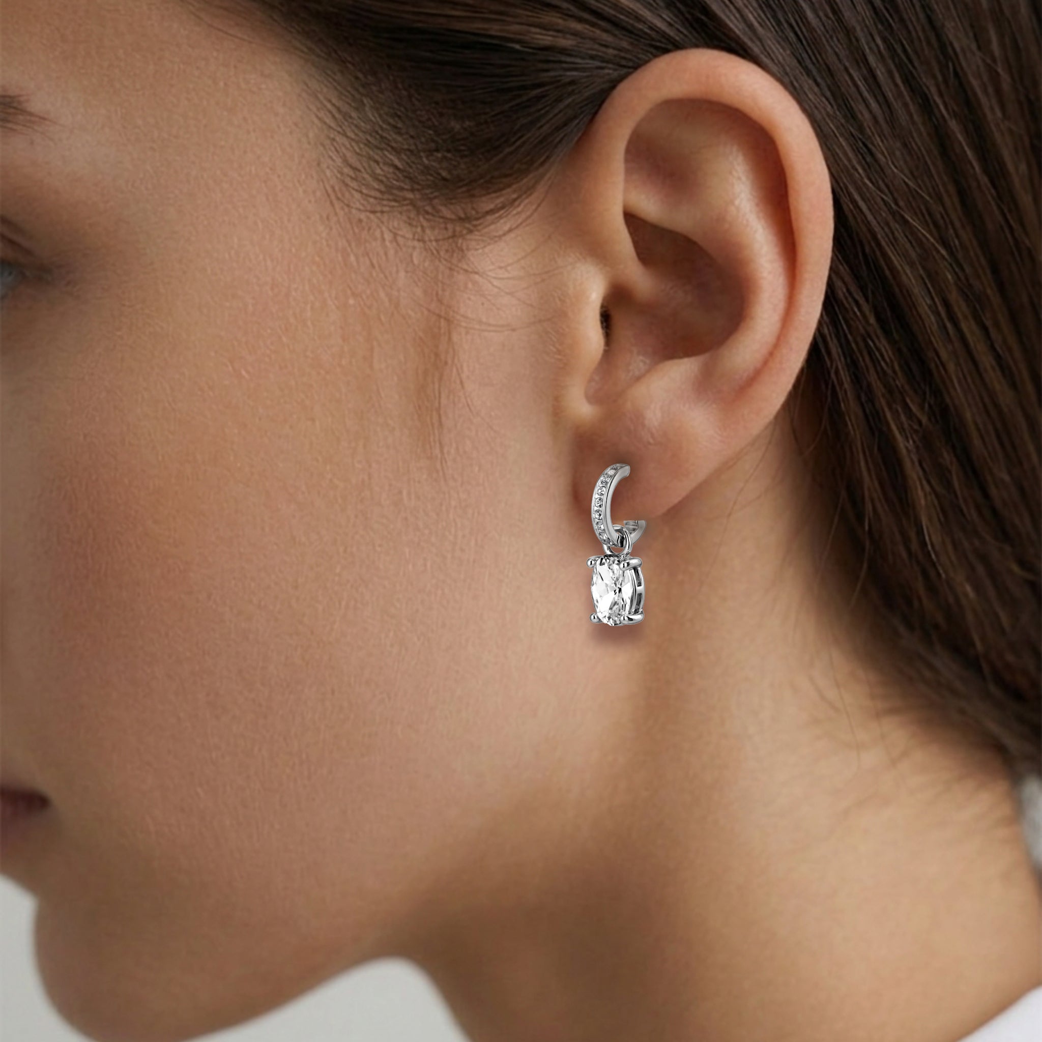 Solene Silver Stud Earrings – Crystal