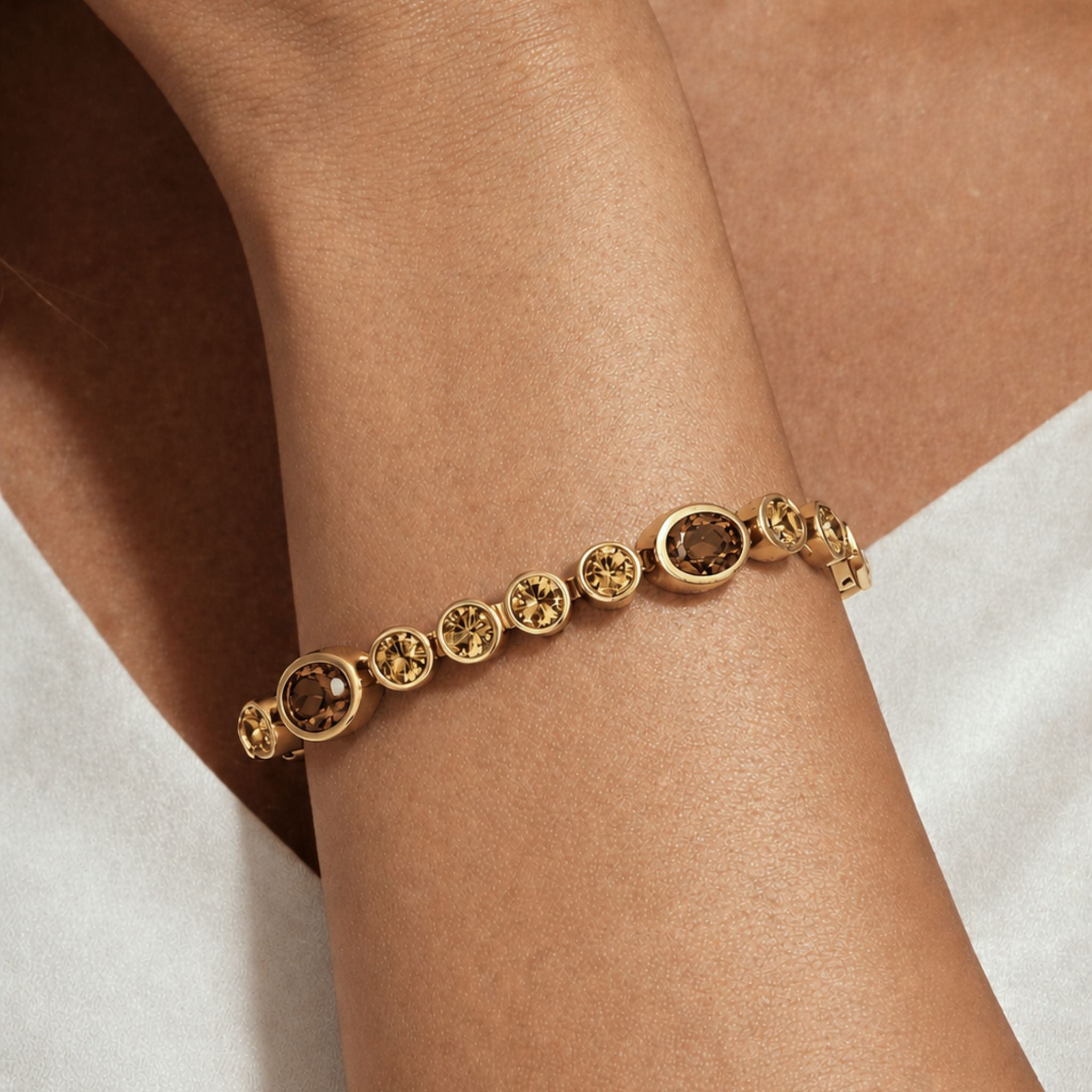 Sophia Gold Tennis Bracelet – Brown / Golden