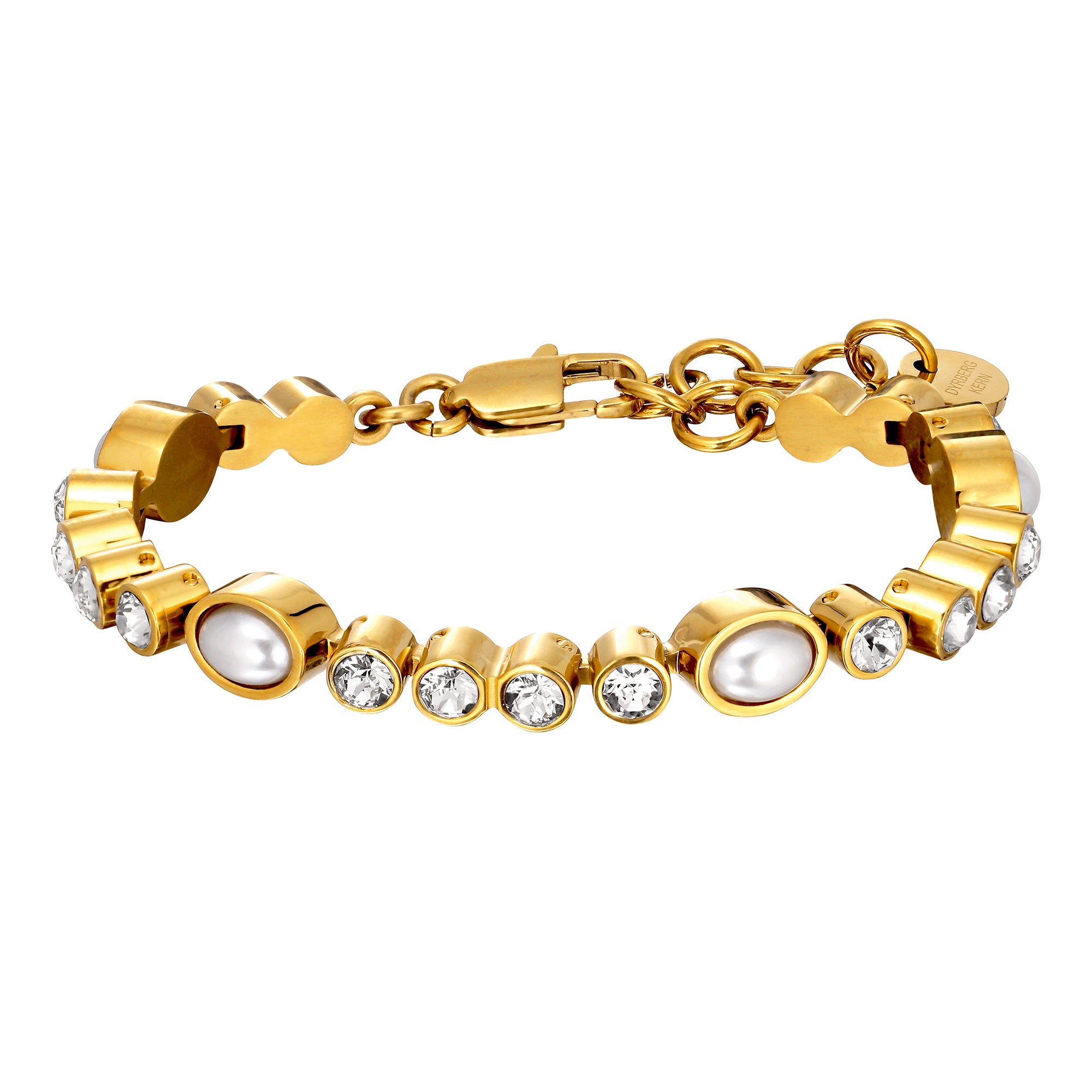 Sophia Gold Tennis Bracelet – Crystal / White Pearl