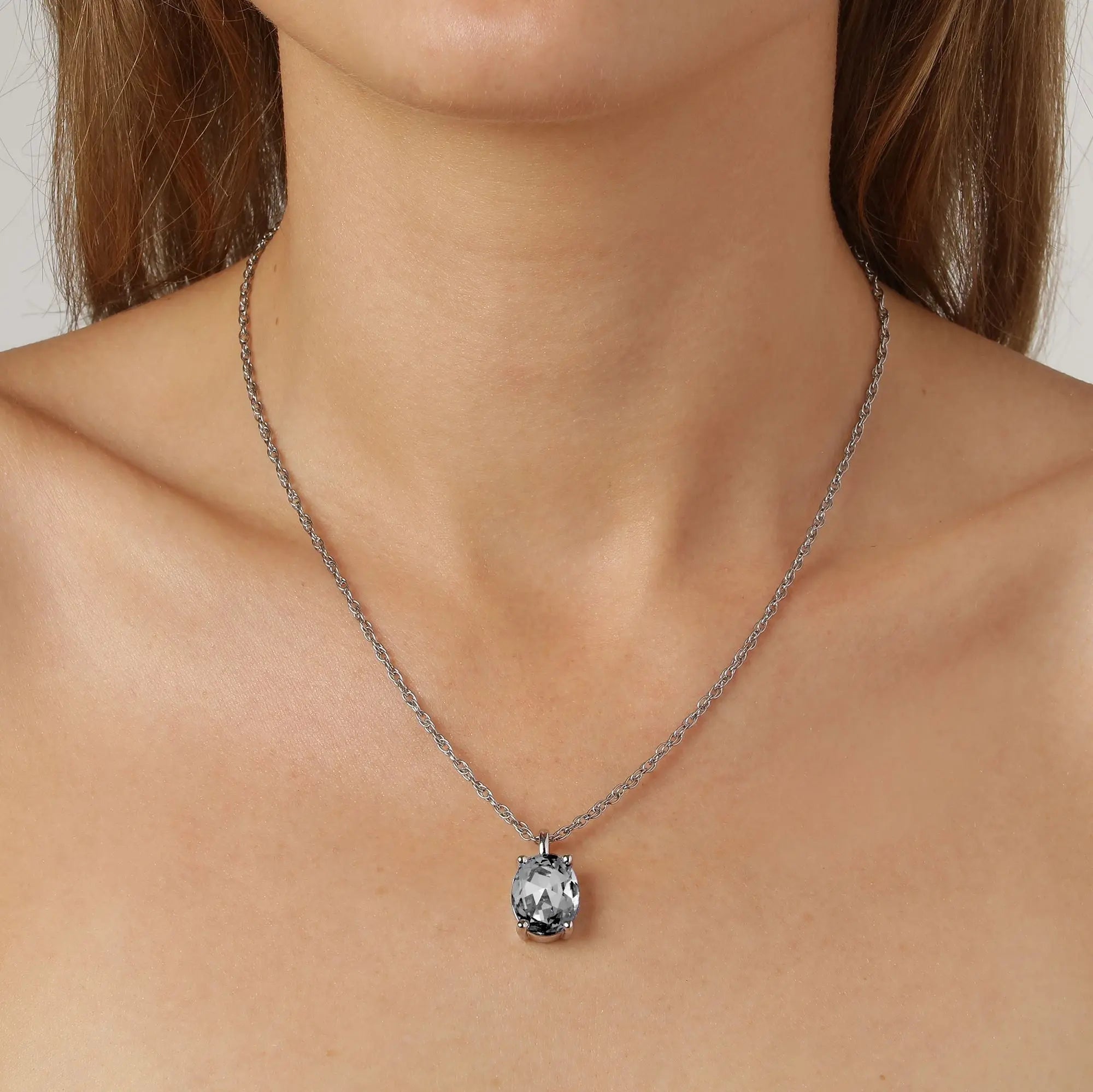 Barga Shiny Silver Necklace - Grey - Dyrberg/Kern NZ