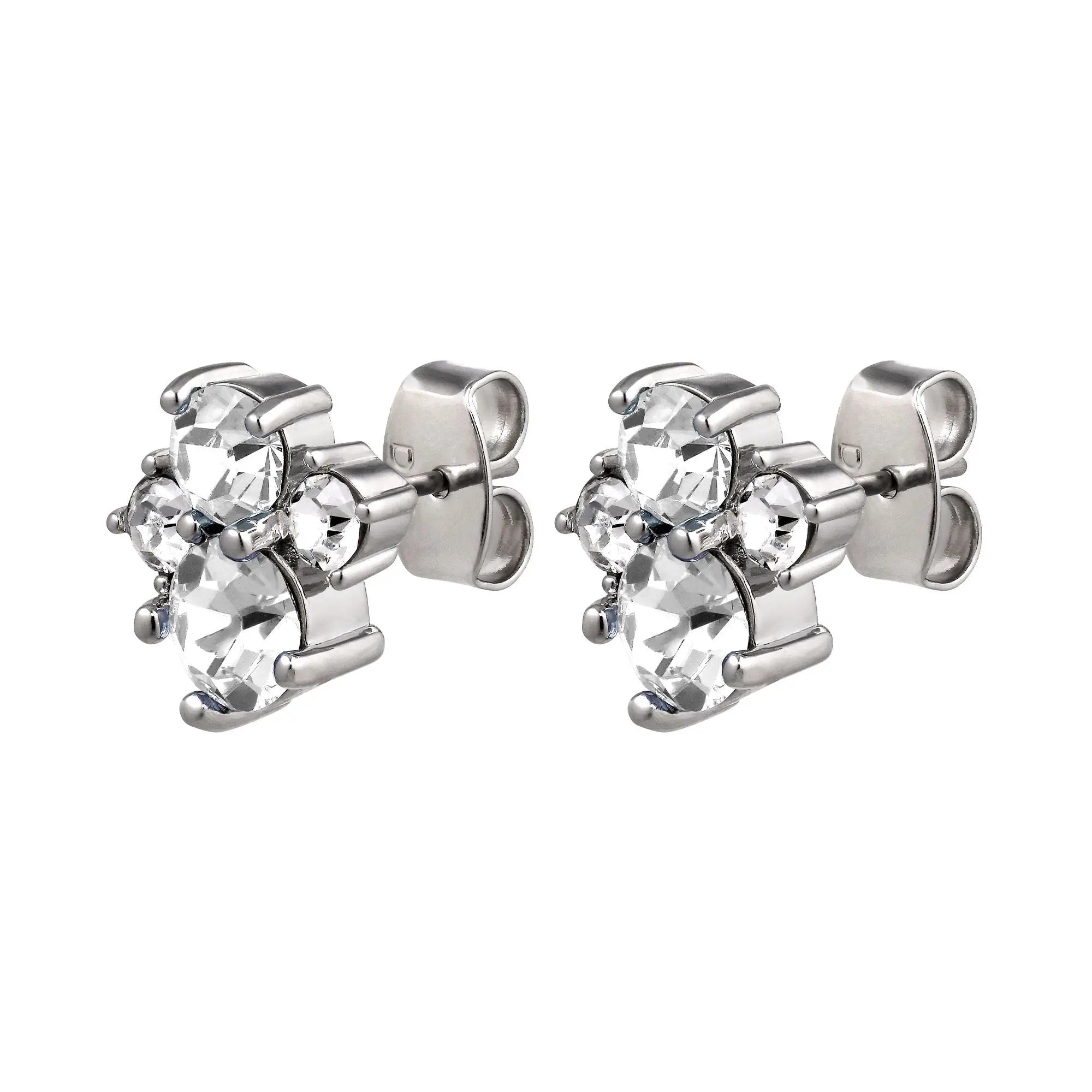 Billis Shiny Silver Earrings - Crystal - Dyrberg/Kern NZ