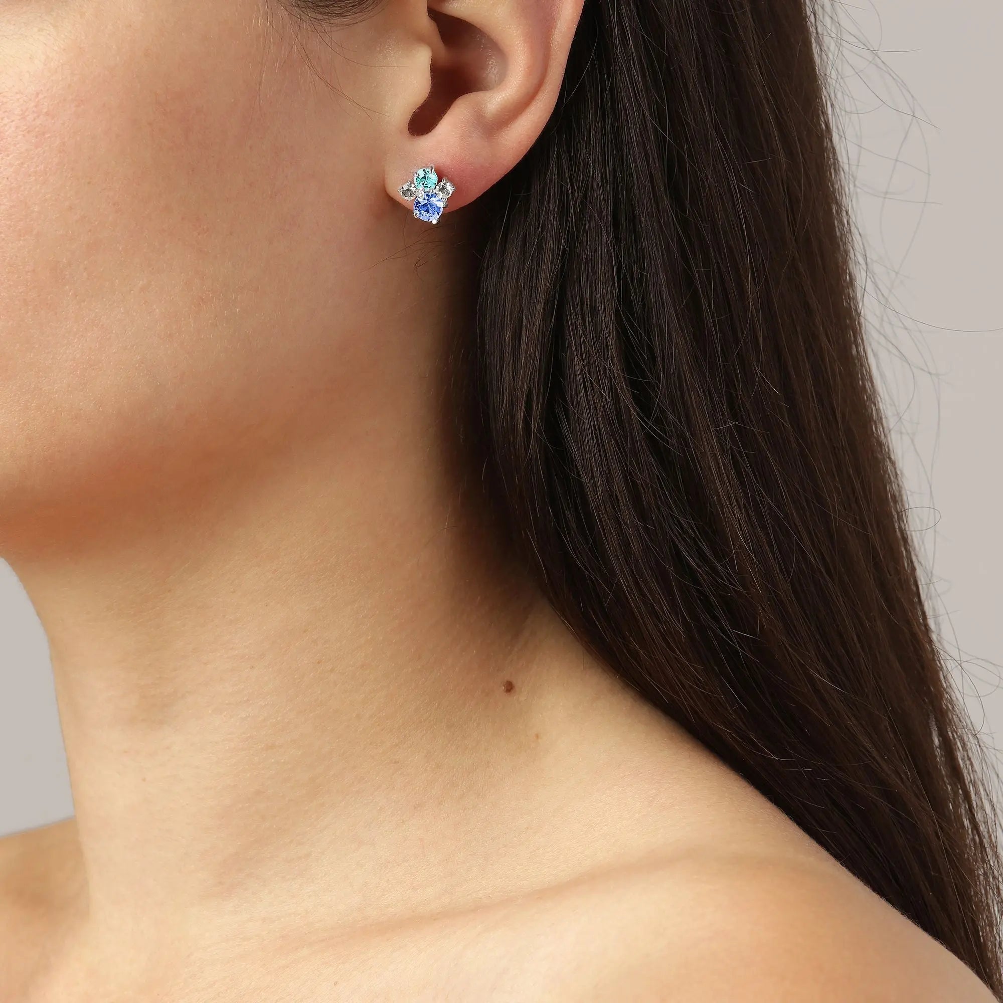 Billis Shiny Silver Earrings - Light Sapphire - Dyrberg/Kern NZ