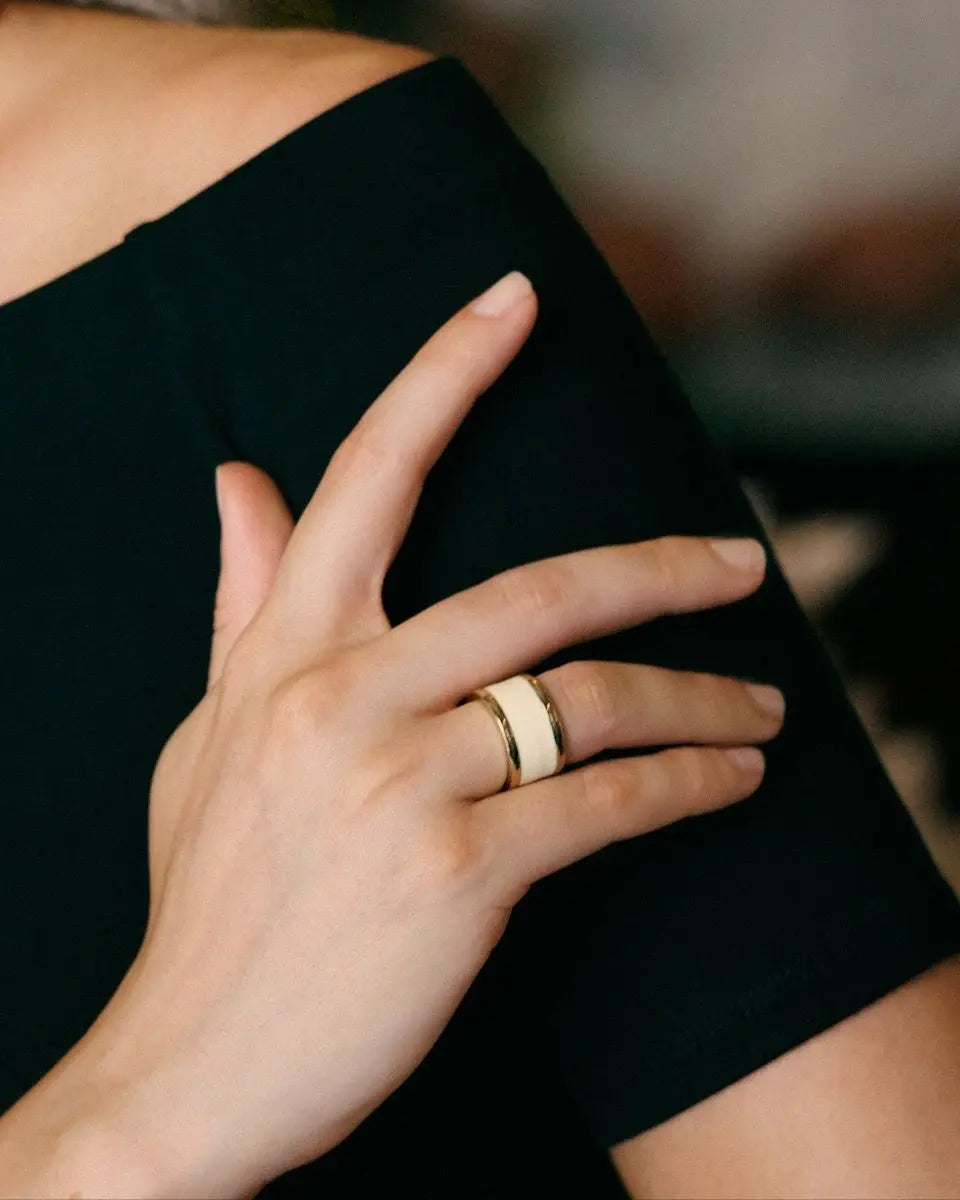 Frame Enamel Ring Off-white Gold Edblad NZ