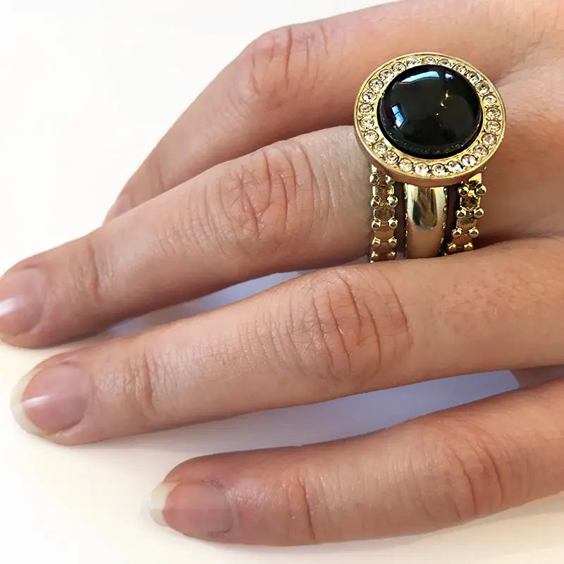 Focus Gold Interchangeable Ring Topper, Black Dyrberg/Kern NZ