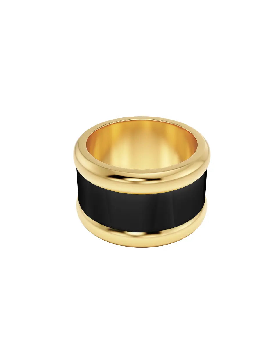 Frame Enamel Ring Black Gold Edblad NZ