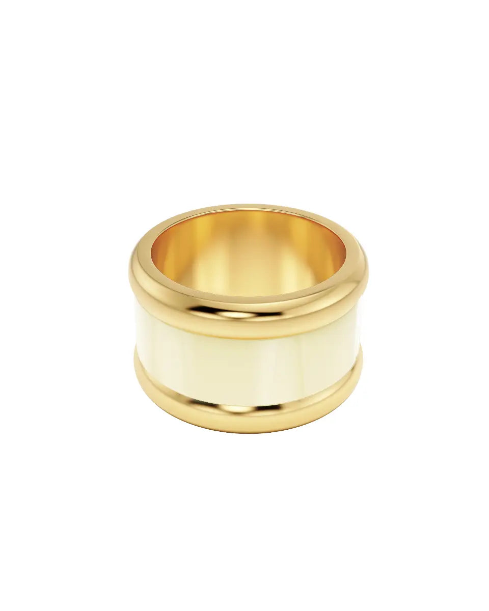 Frame Enamel Ring Off-white Gold Edblad NZ