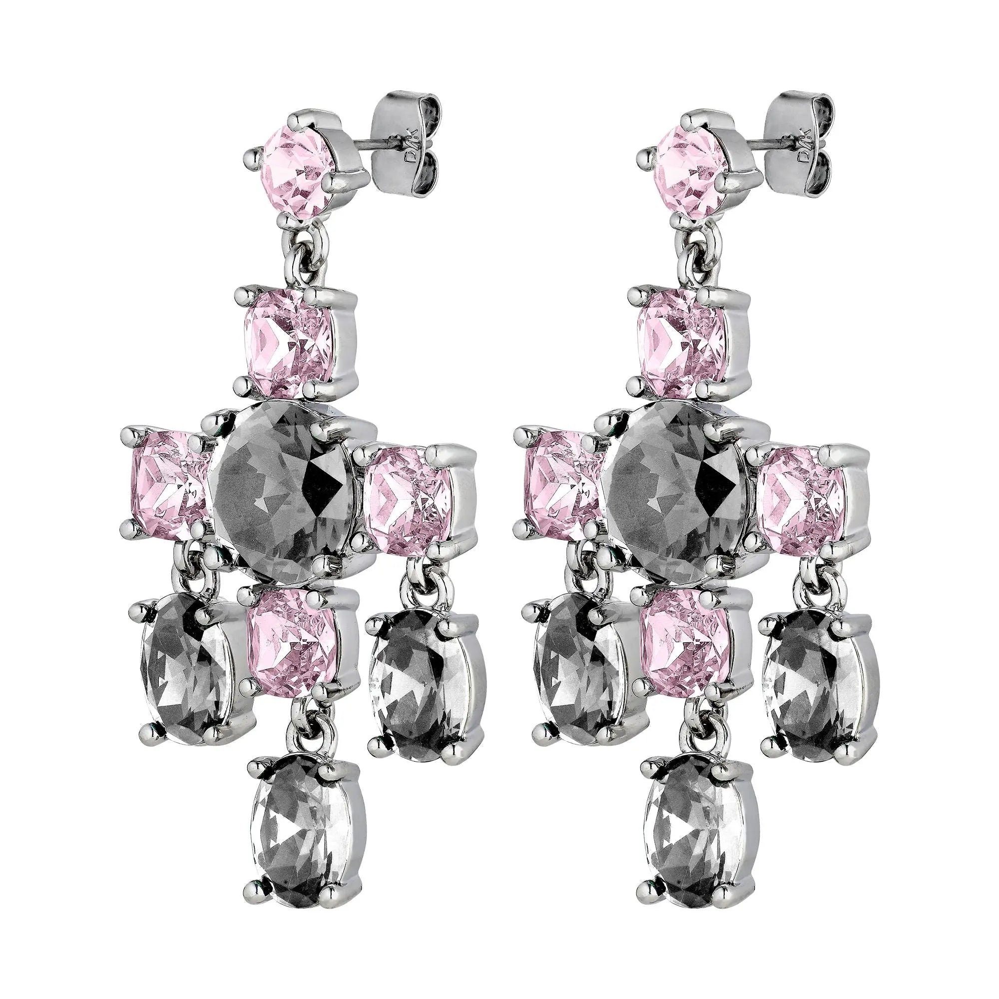 Leonora Shiny Silver Earrings - Grey / Vintage Rose - Dyrberg/Kern NZ
