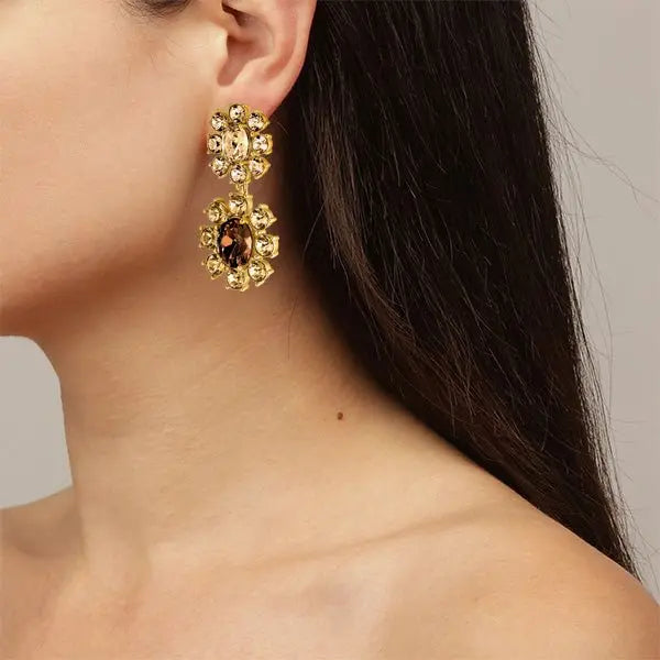 Lina Gold Earrings - Brown /Golden - Dyrberg/Kern NZ