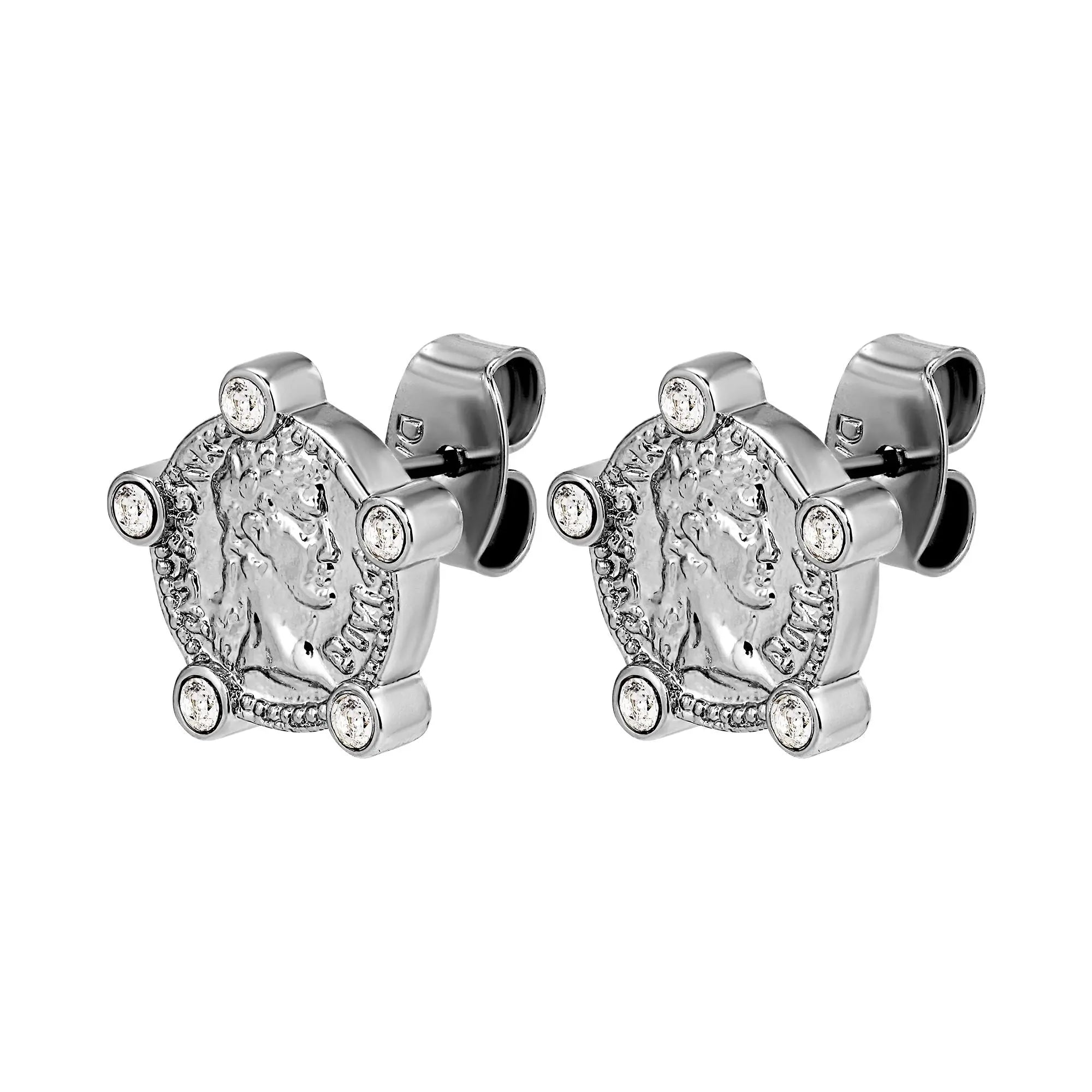 Lucca Shiny Silver Earrings - Crystal - Dyrberg/Kern NZ
