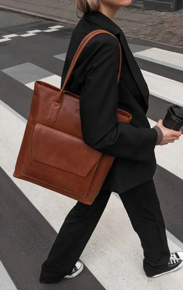 Large Chestnut Coloured Leather Workbag