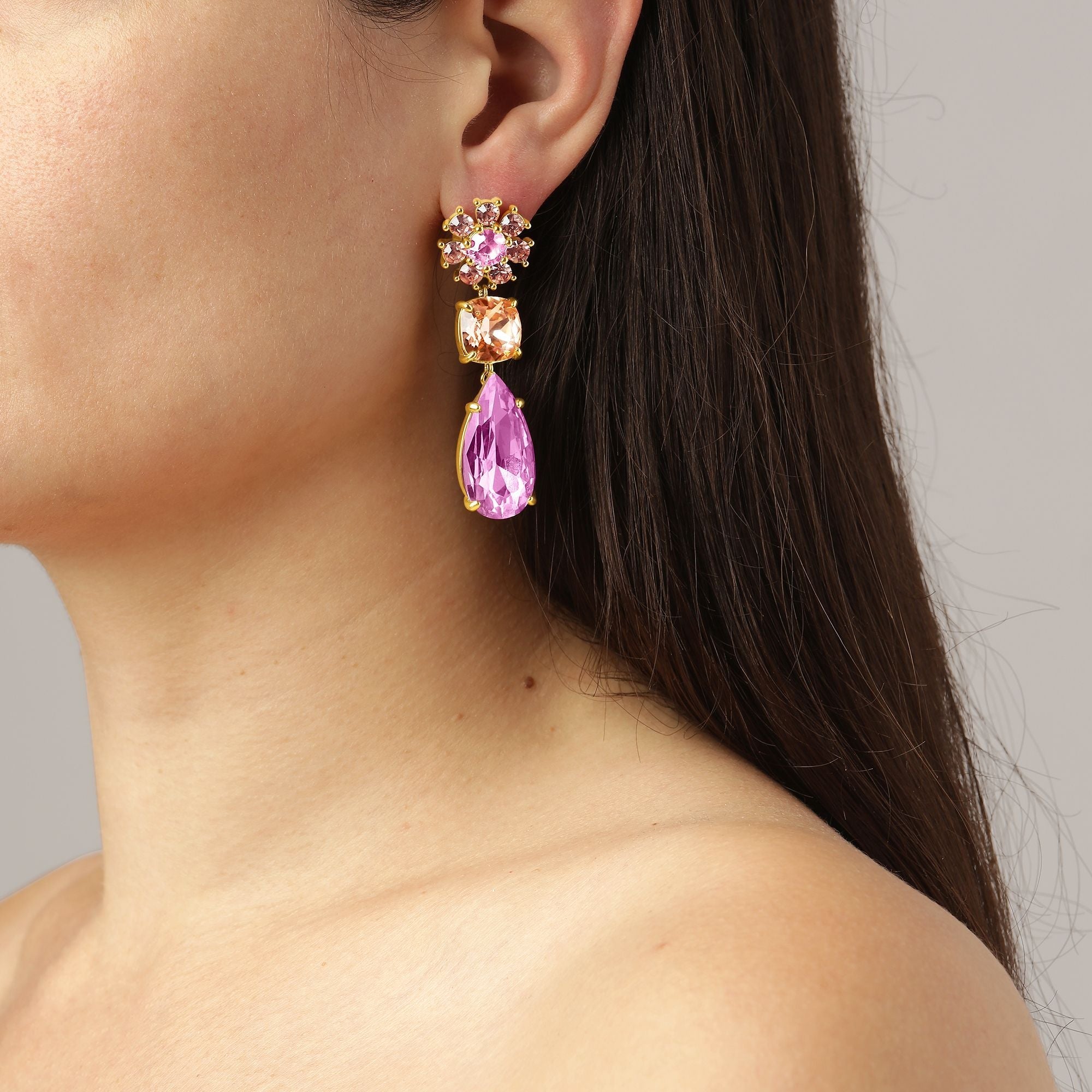 Misia Gold Earrings - Rose / Peach - Dyrberg/Kern NZ