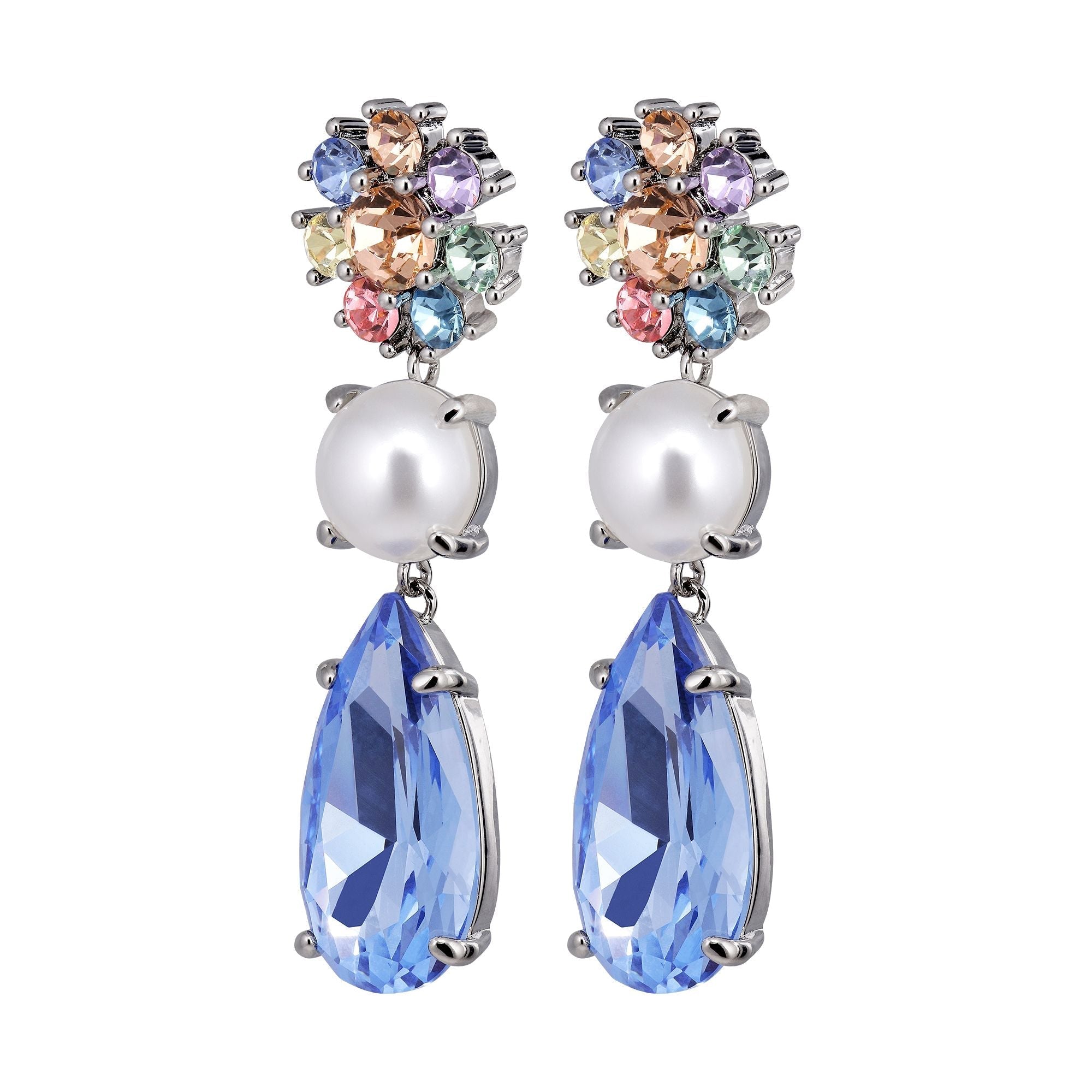 Misia Shiny Silver Earrings - Light Blue / Pastel - Dyrberg/Kern NZ