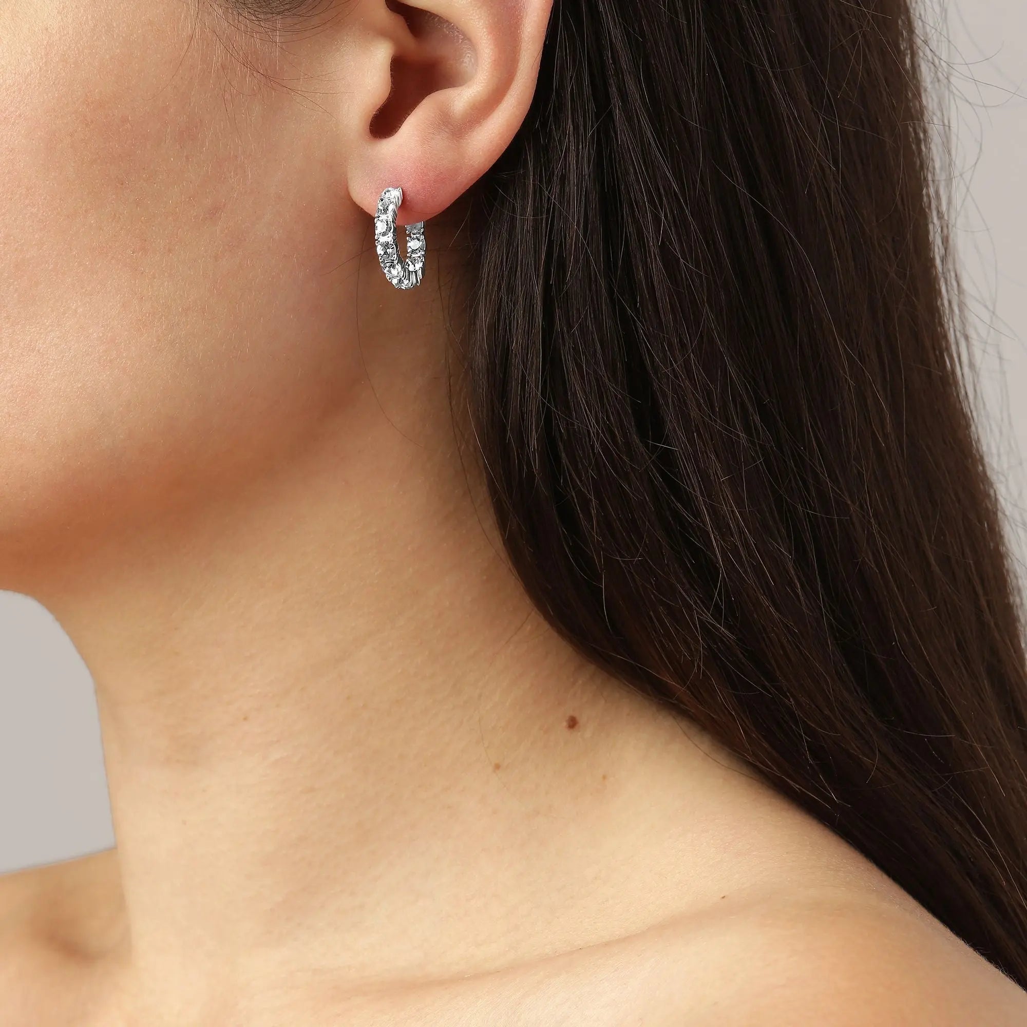 Raquel Shiny Silver Earrings - Crystal - Dyrberg/Kern NZ