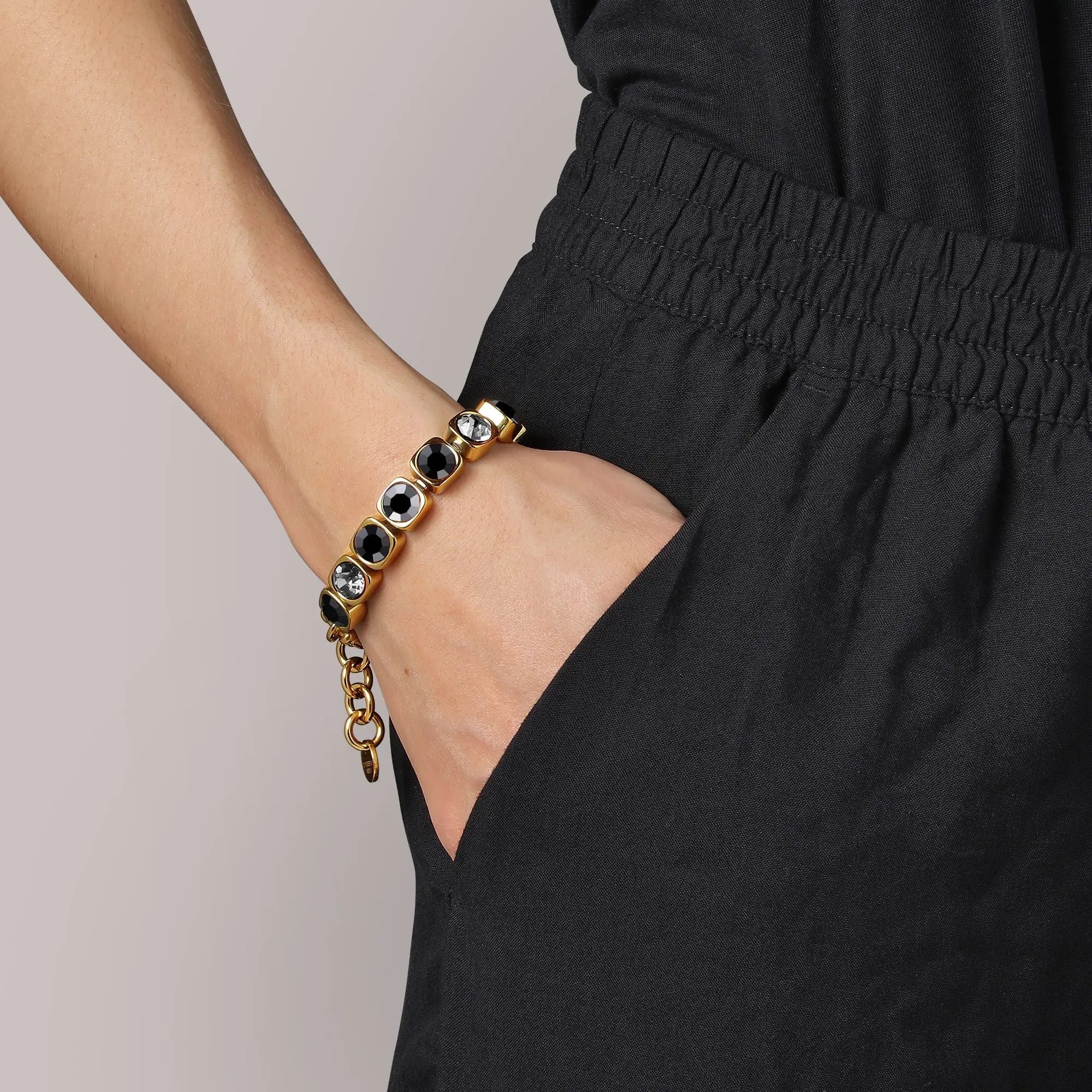Conian Gold Tennis Bracelet - Black Mix - Dyrberg/Kern NZ