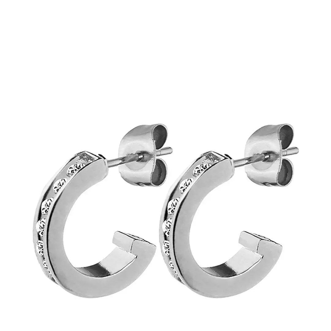 Desolo Shiny Silver Hoop Earrings - Dyrberg/Kern NZ