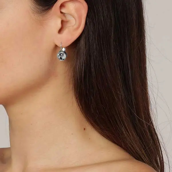 Louise Shiny Silver Earrings - Grey - Dyrberg/Kern NZ